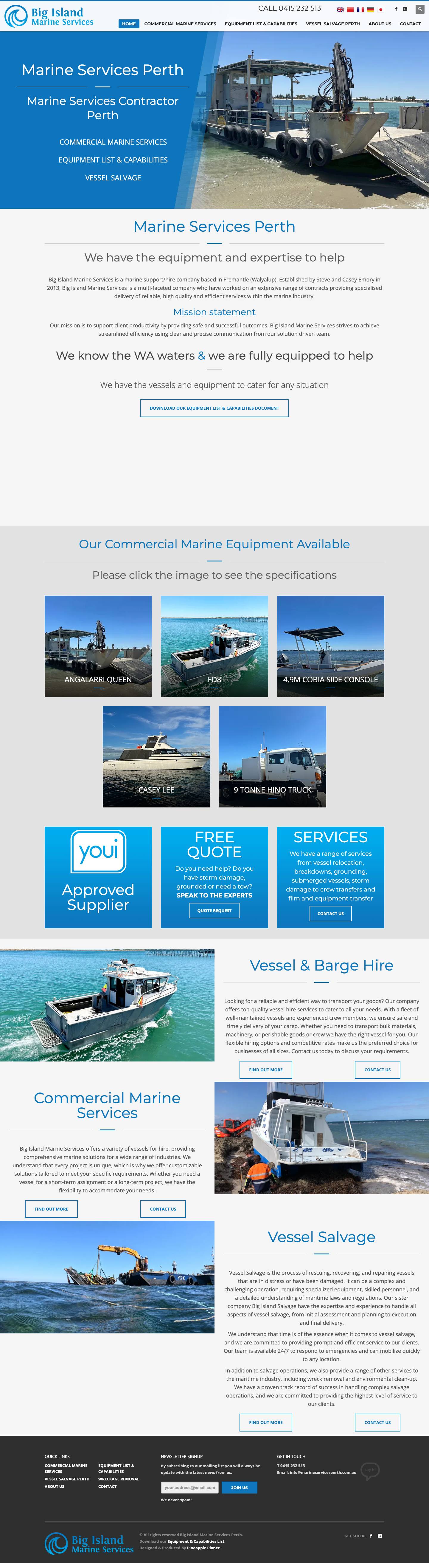 MARINE SERVICES PERTH - 0415 232 513 | Towage, Transfers - Full Screenshot