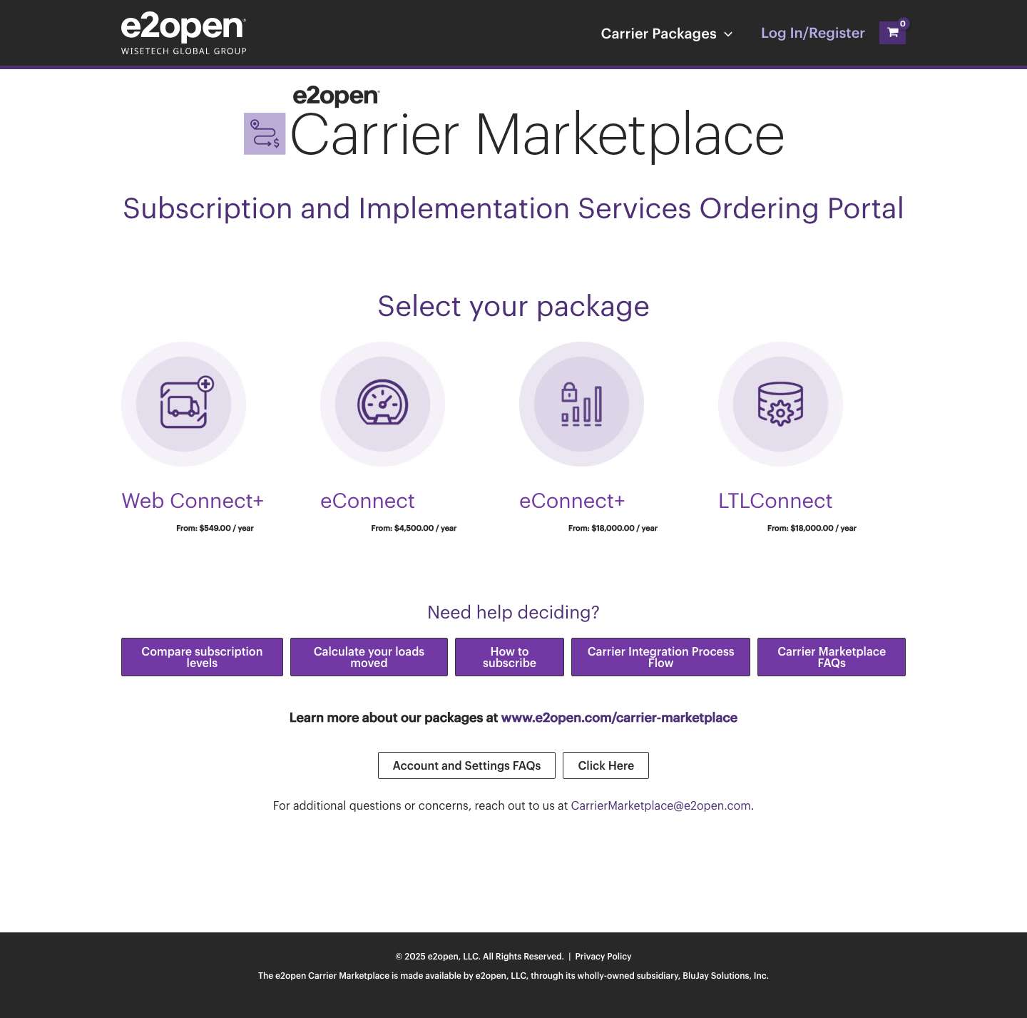 E2open Carrier Marketplace – Marketplace - Full Screenshot