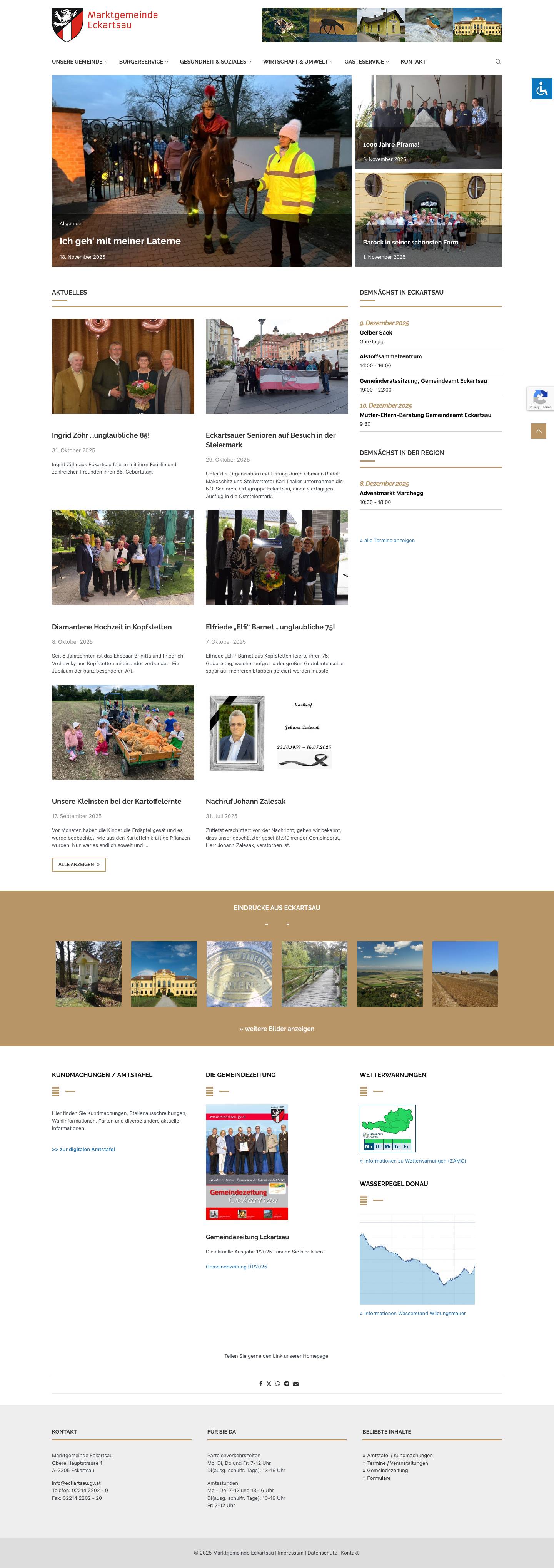 Startseite - Marktgemeinde Eckartsau - Full Screenshot