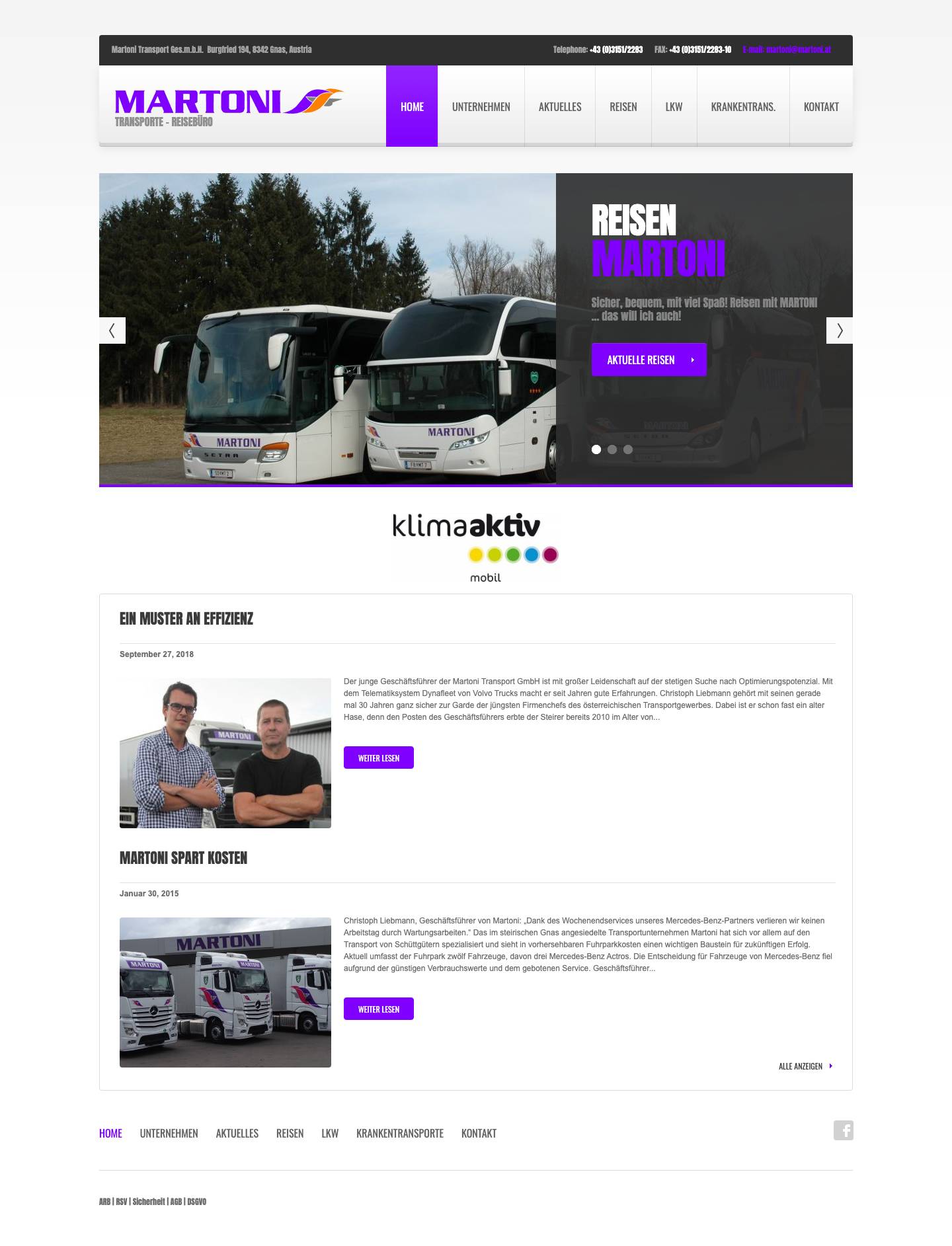Martoni Transport Ges.m.b.H. | Transporte – Reisebüro - Full Screenshot