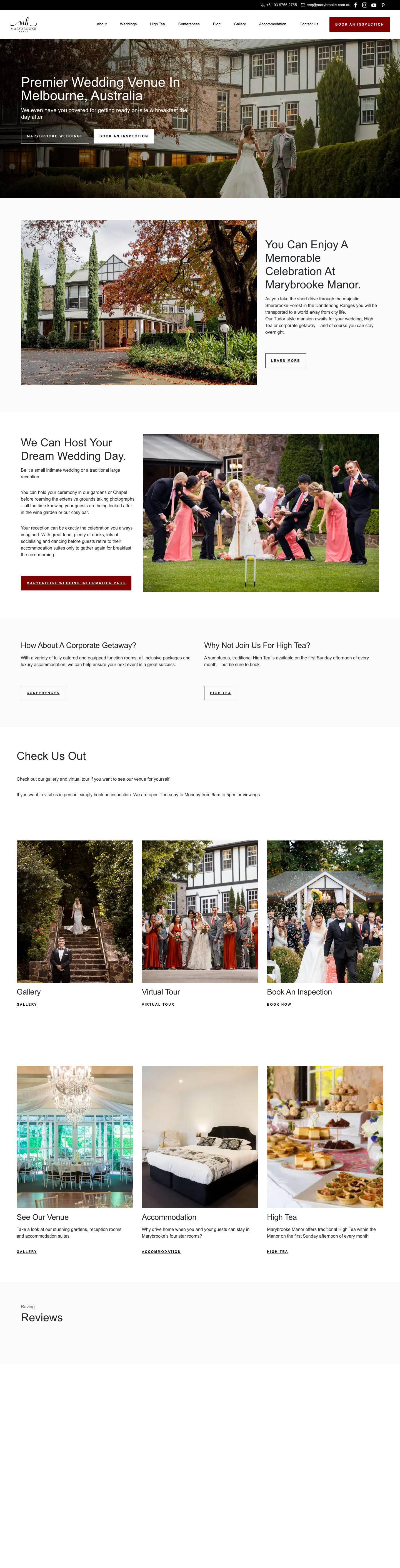 Wedding Venues Melbourne, Australia | Marybrooke Manor Weddings - Full Screenshot