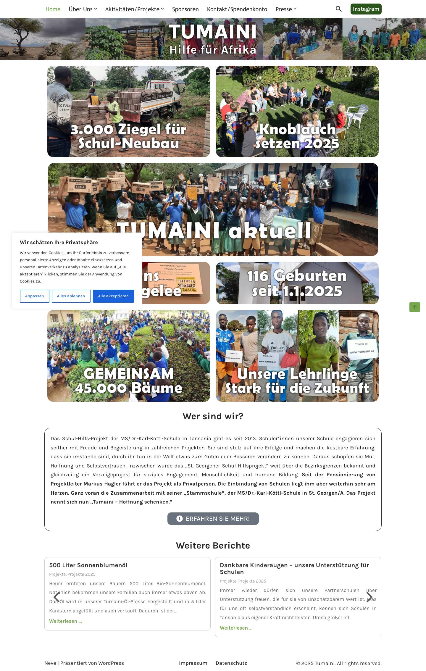 Home - Tumaini - Full Screenshot