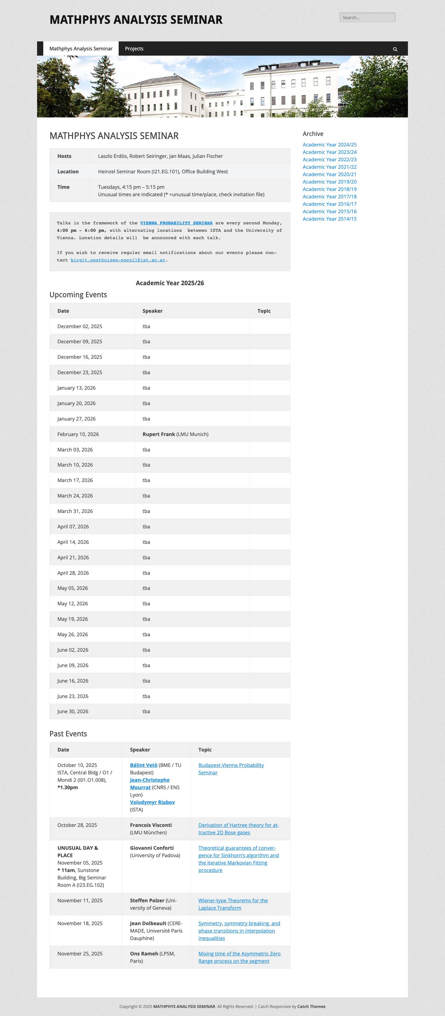MATHPHYS ANALYSIS SEMINAR - Full Screenshot