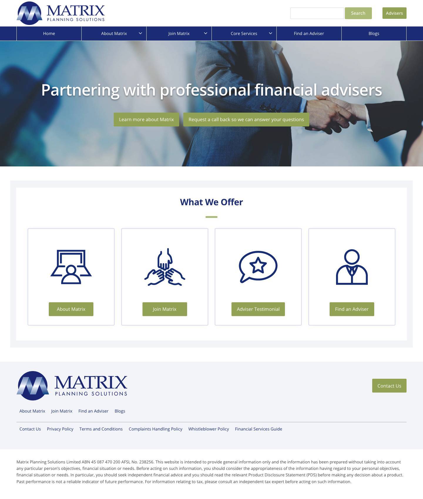 Matrix Planning Solutions | Financial Consultant Support - Full Screenshot