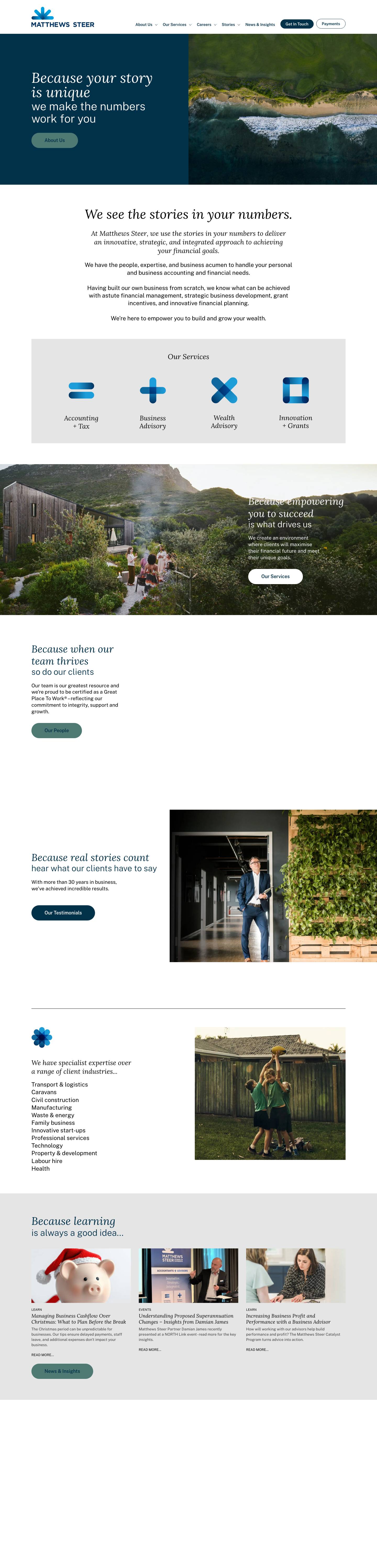 Business Financial Advisory | Matthews Steer | Melbourne - Full Screenshot