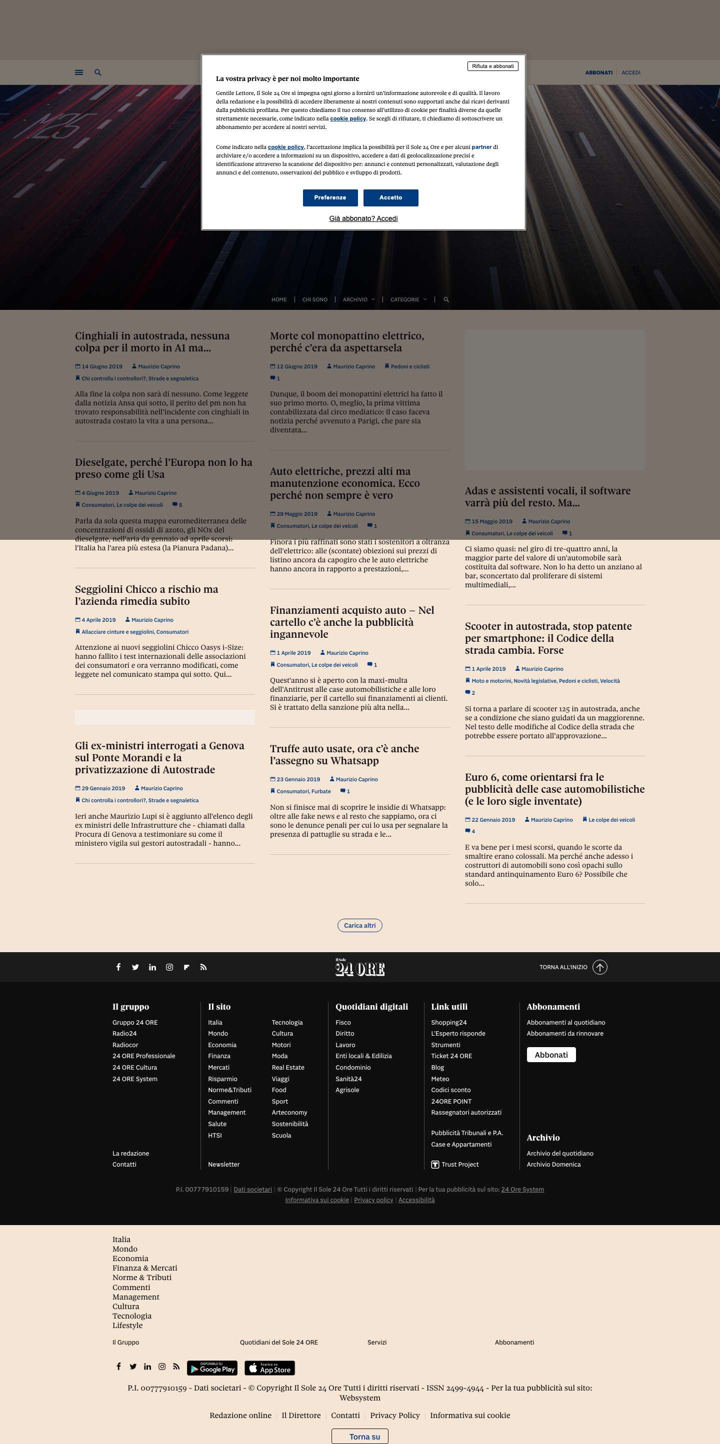 Strade sicure | Blog di Maurizio CaprinoStrade sicure - - Full Screenshot