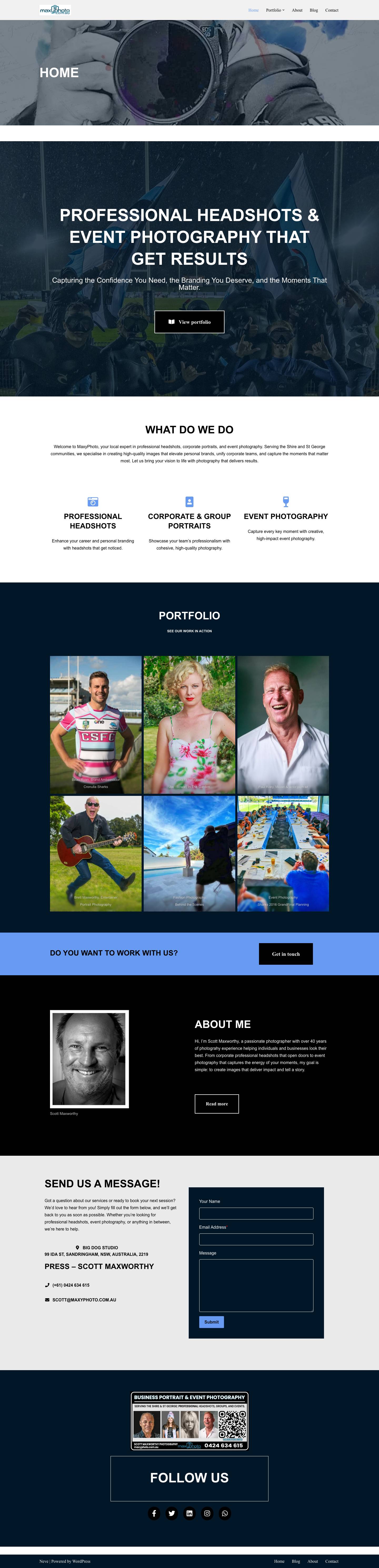 Professional Headshots & Event Photography MaxyPhoto Sydney - Full Screenshot