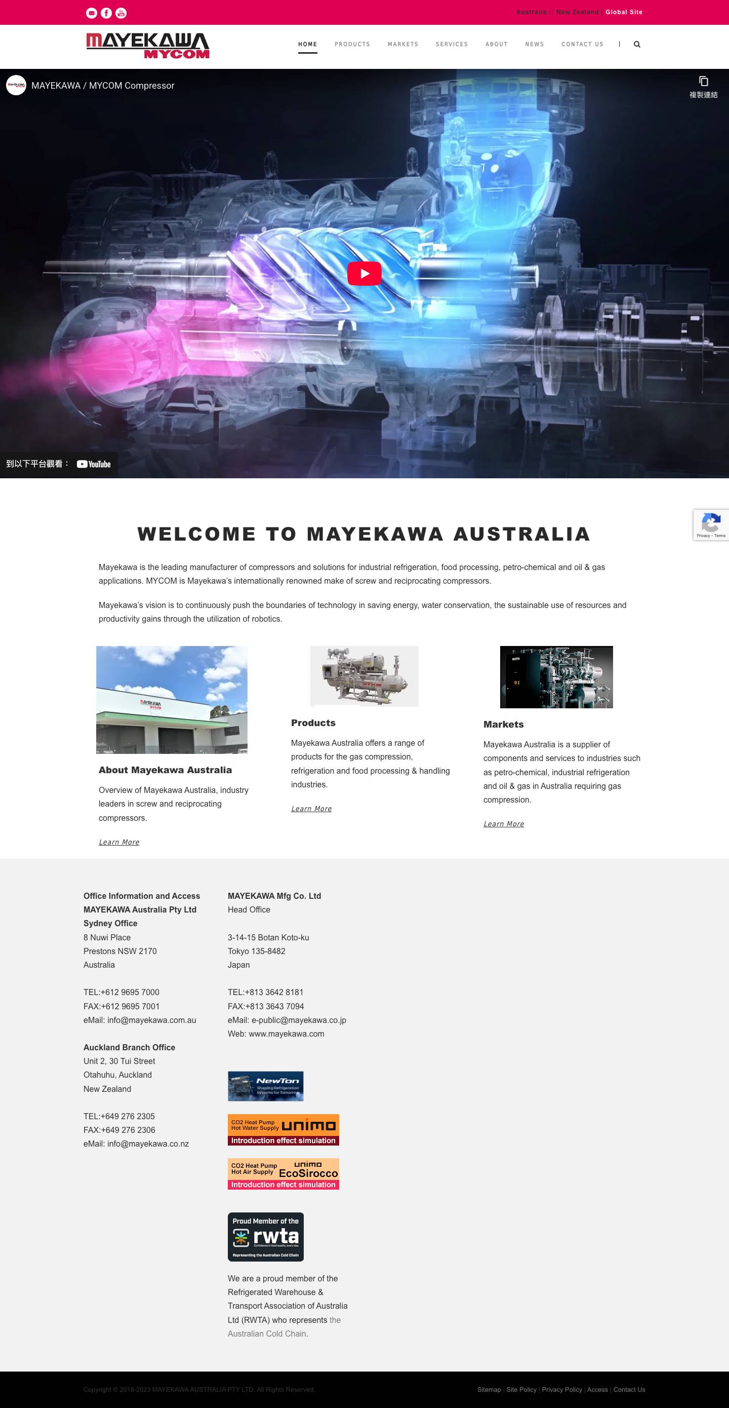 Mayekawa(MYCOM) Australia | industrial refrigeration compressors - Full Screenshot