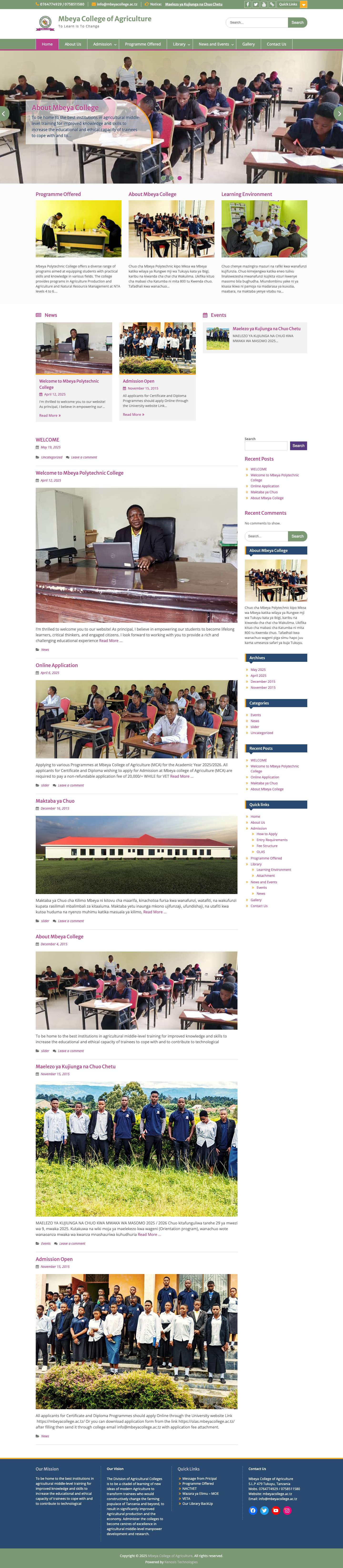 Mbeya College of Agriculture – To Learn is To Change - Full Screenshot