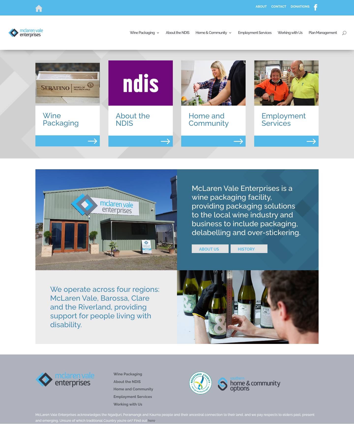 Quality Wine Packaging Provider in SA | McLaren Vale Enterprises - Full Screenshot