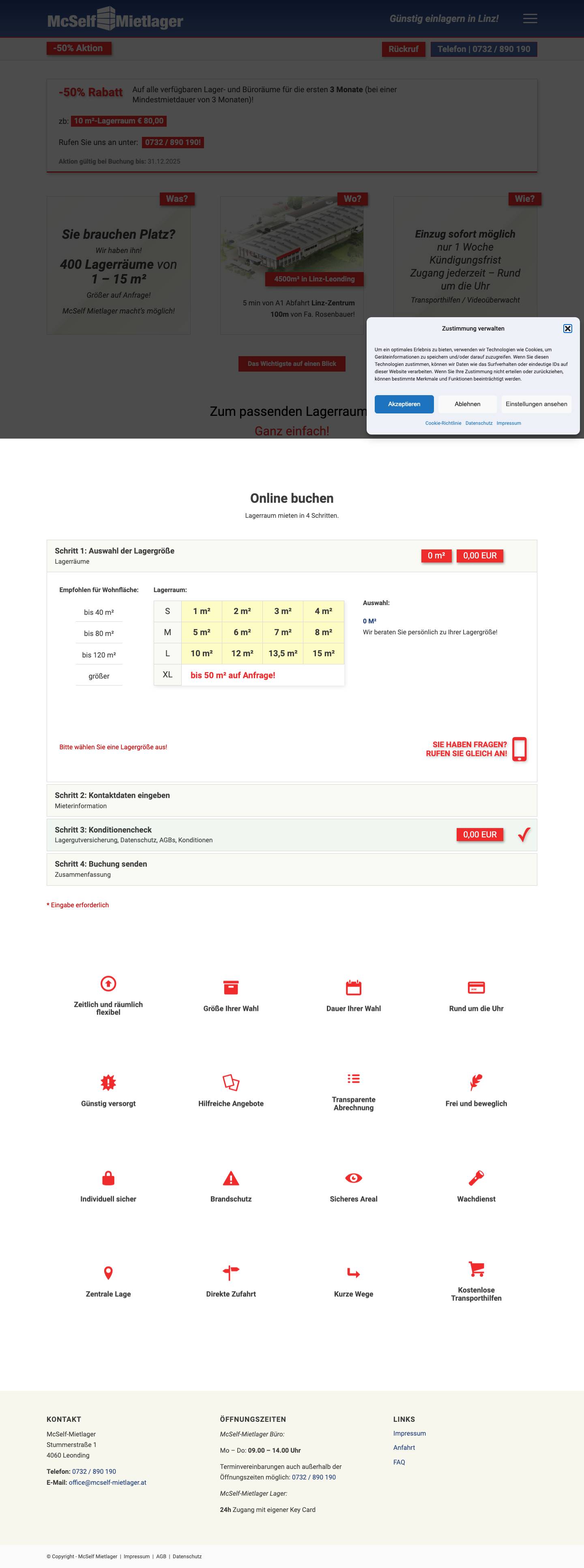 McSelf Mietlager - Clever und Günstig einlagern in Linz - Full Screenshot