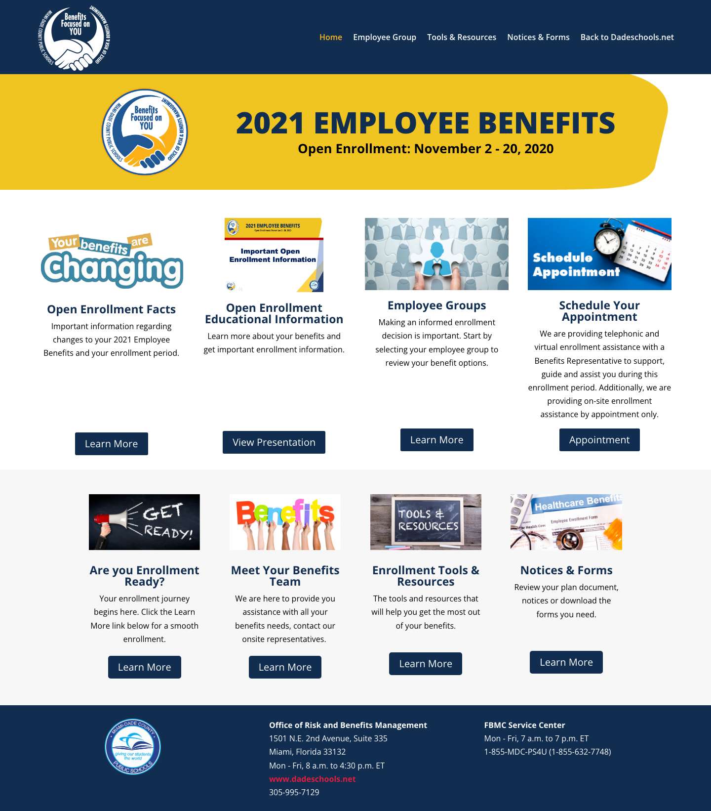 Home (Master) - Miami-Dade County Public Schools Employee Benefits - Full Screenshot