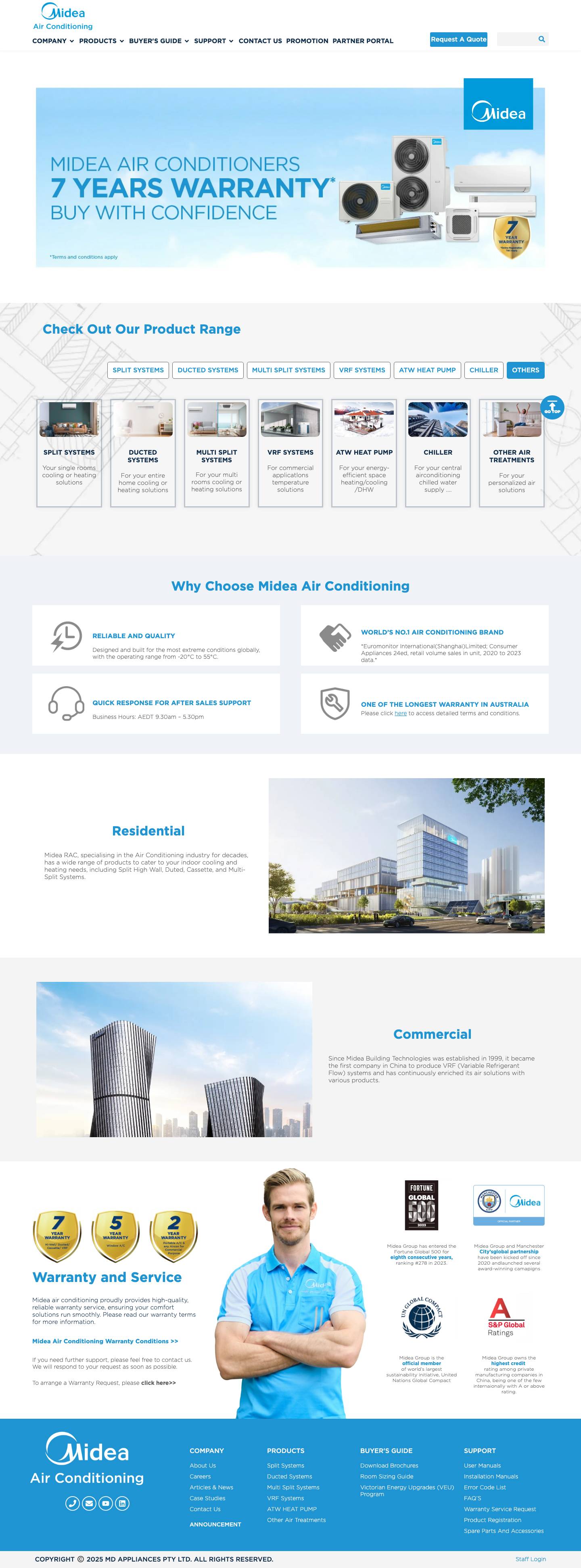 Midea Air Conditioning Australia｜Your Climate, Your Comfort - Full Screenshot