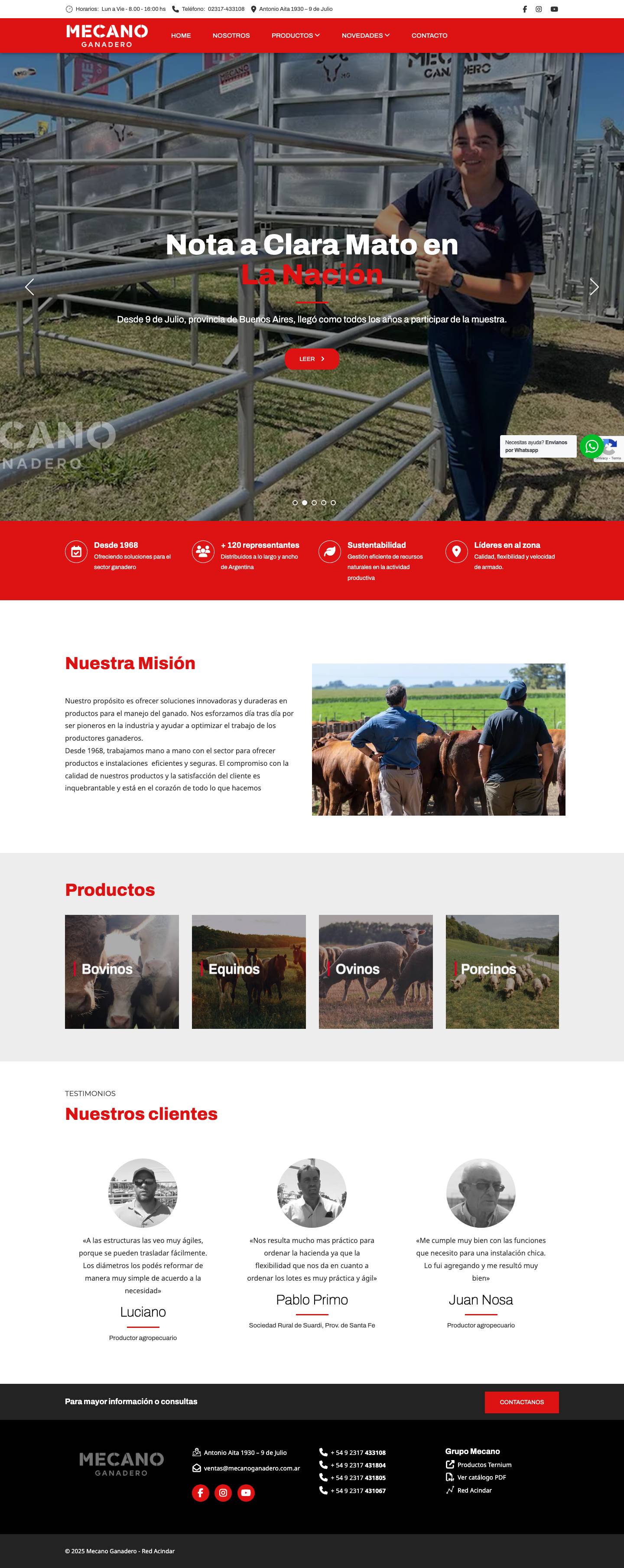Mecano Ganadero – Empresa líder en manejo del ganado - Full Screenshot