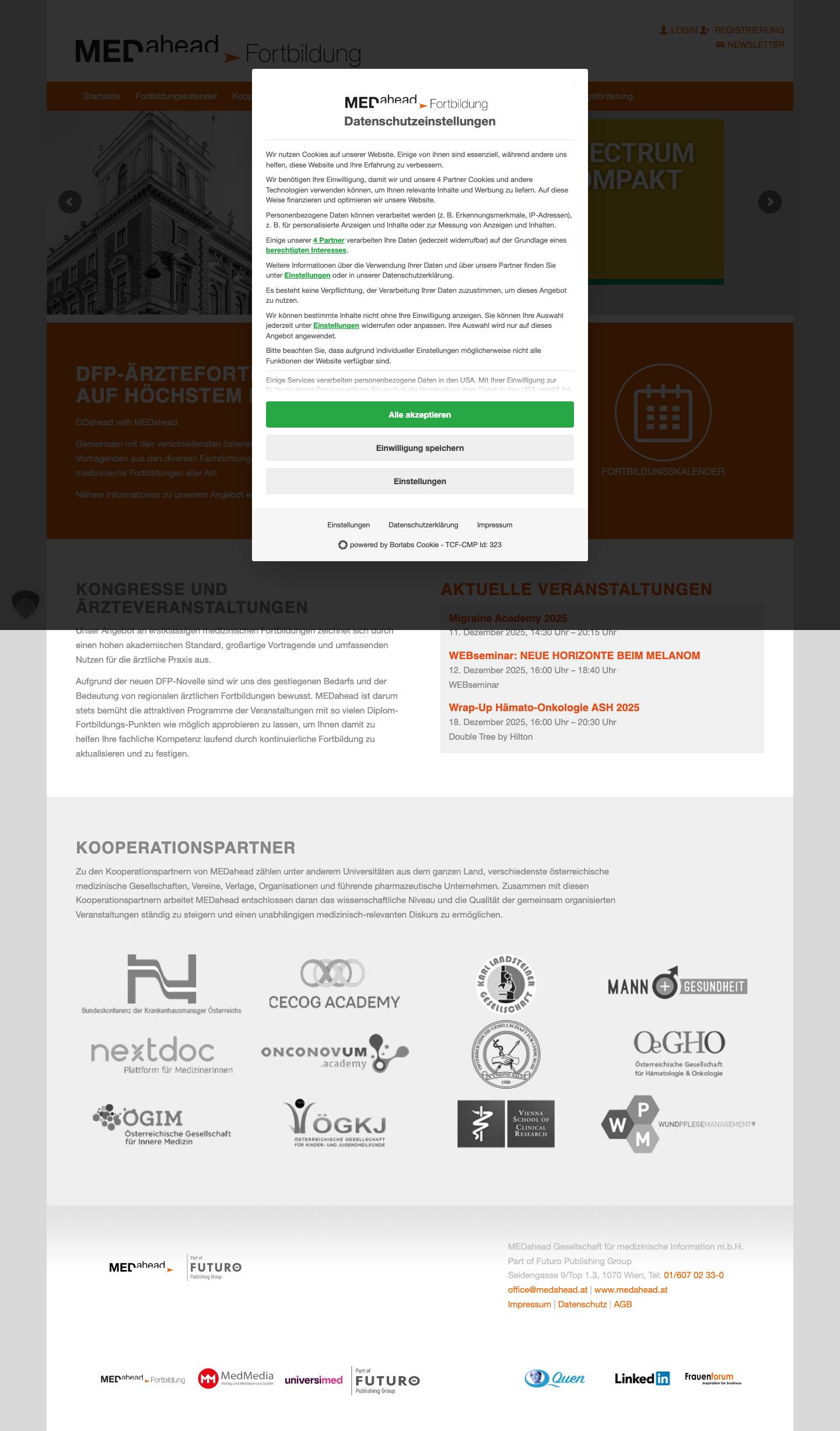 MEDahead- Fortbildung für Ärzte | DFP-Fortbildungen für Ärzte - Full Screenshot