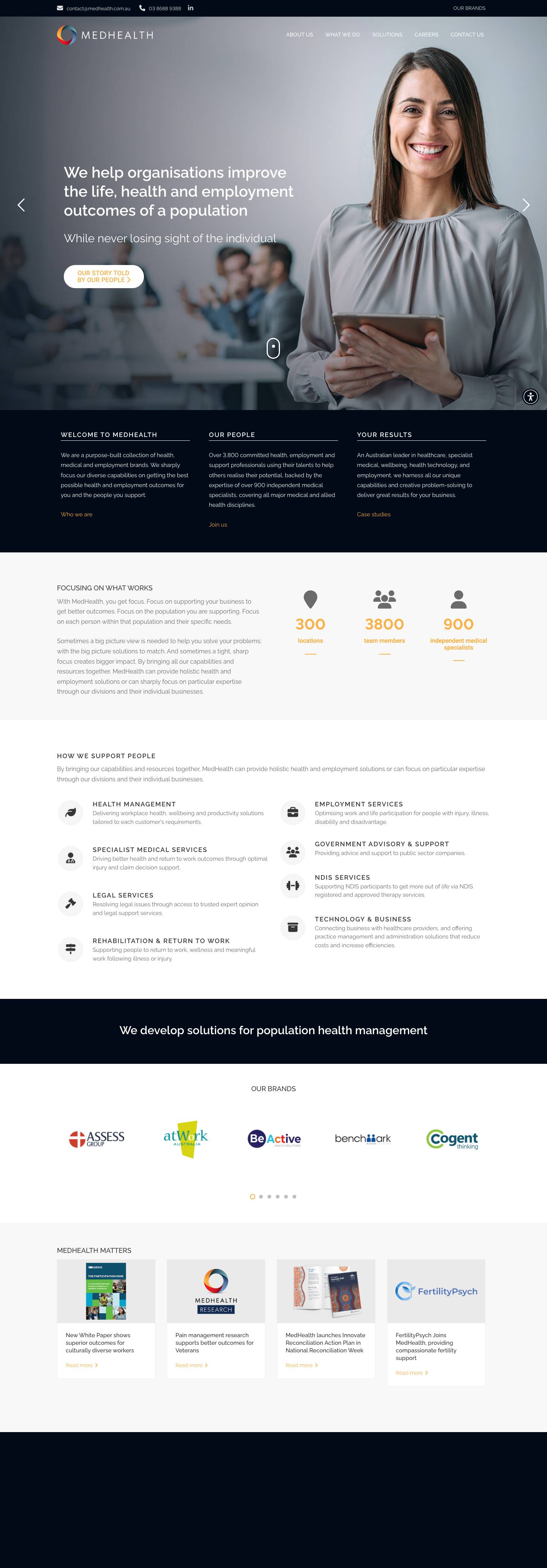 MedHealth supports people to achieve better work and health outcomes - Full Screenshot