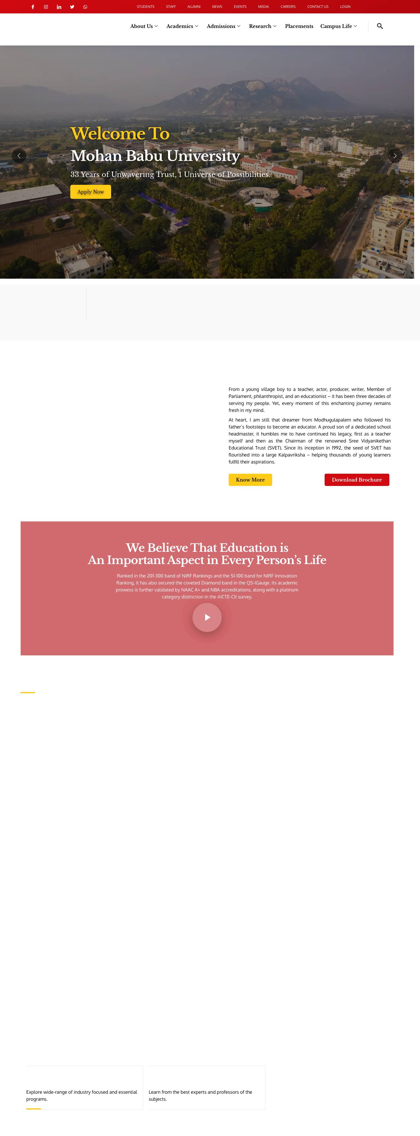 Top University in Andhra Pradesh 2025 | Mohan Babu University - Full Screenshot