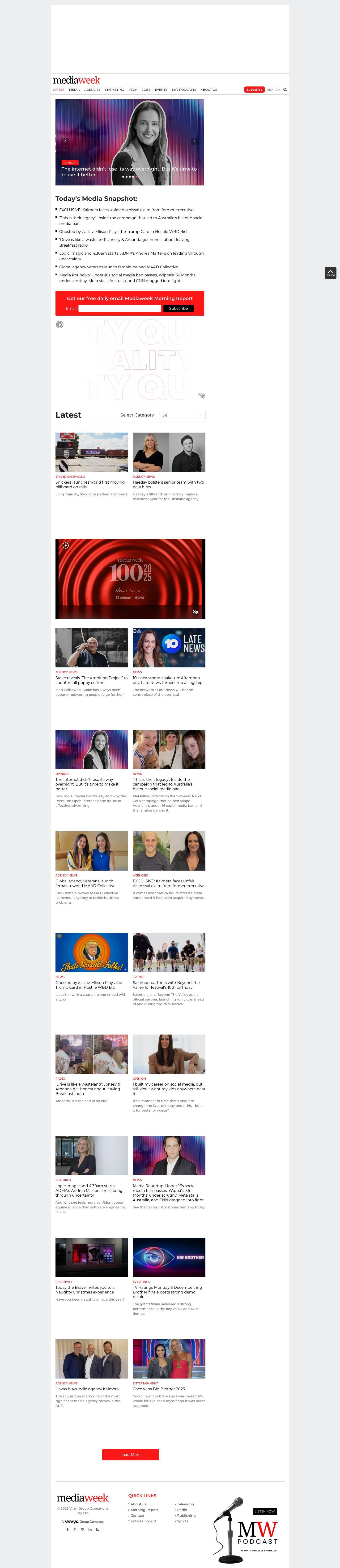 Mediaweek: Australia's Media Industry Bible - Full Screenshot