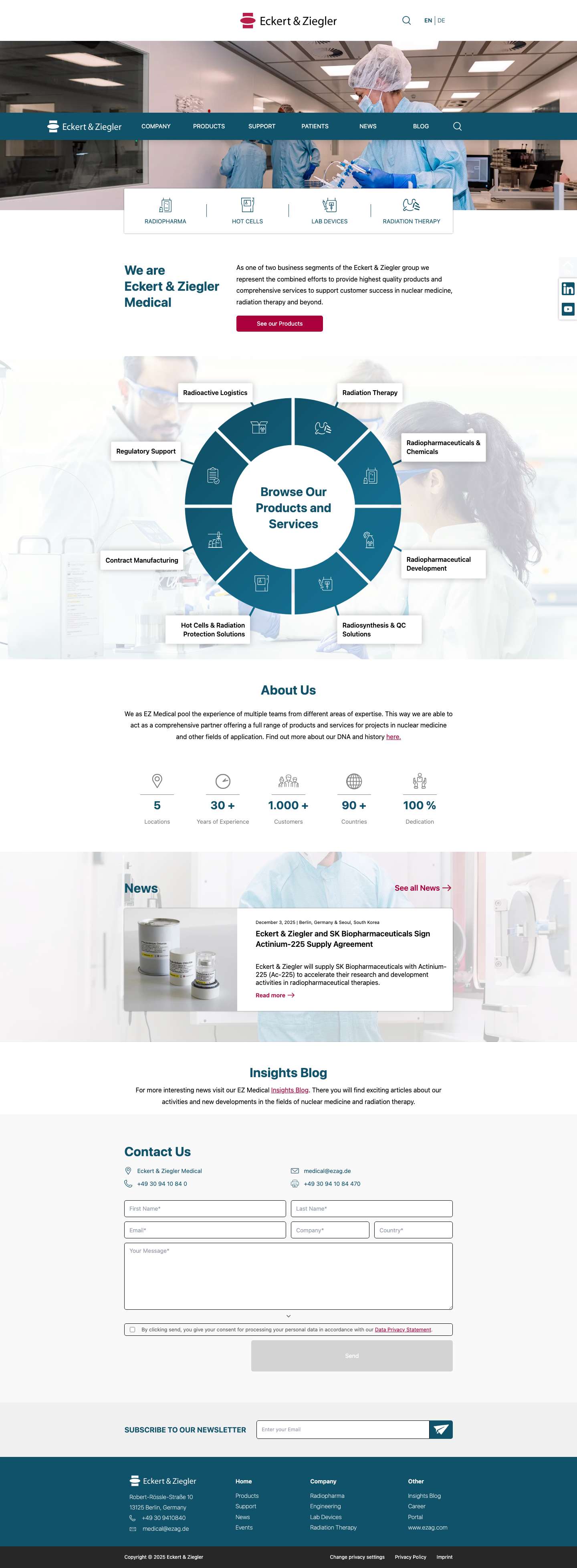 Eckert & Ziegler Medical | Nuclear Medicine and Radiation Therapy - Full Screenshot