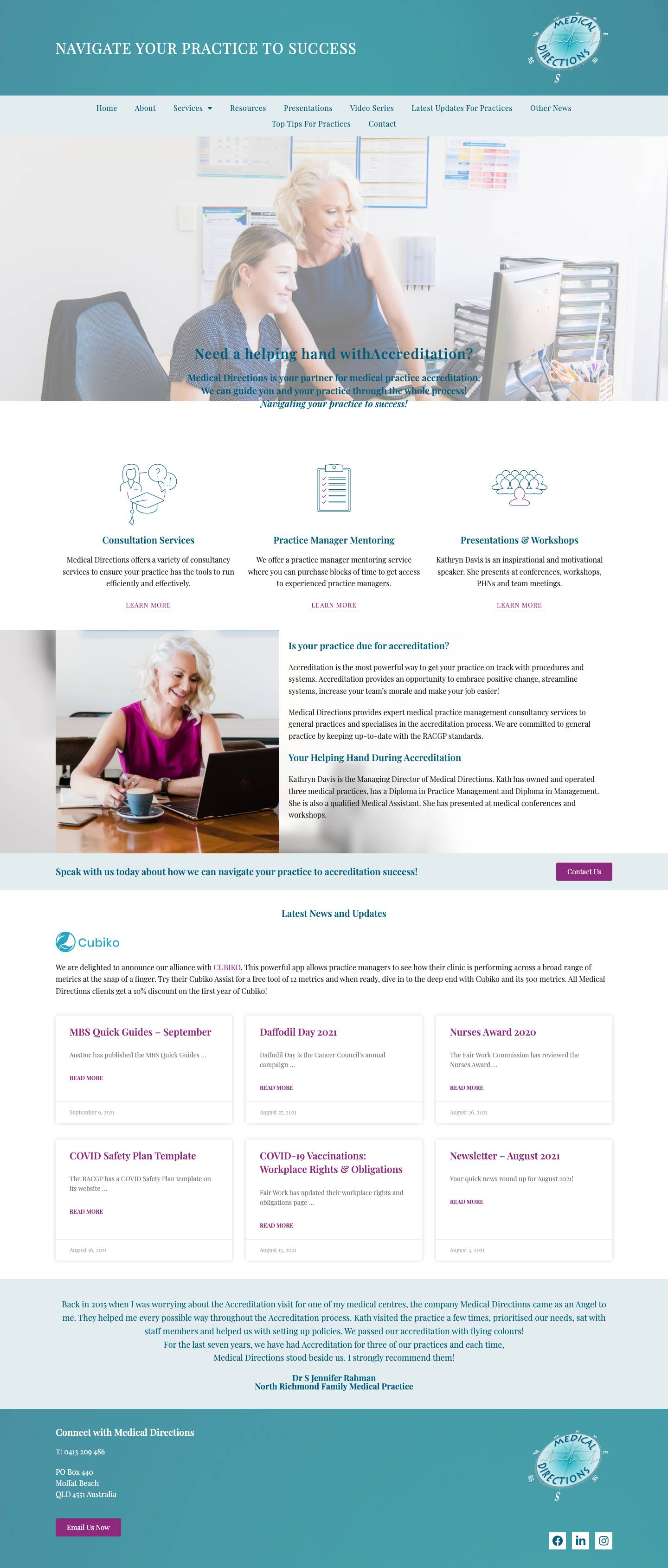 Medical Directions - Assisting with AGPAL and QPA Accreditation and Medical Practice Consultants - Full Screenshot