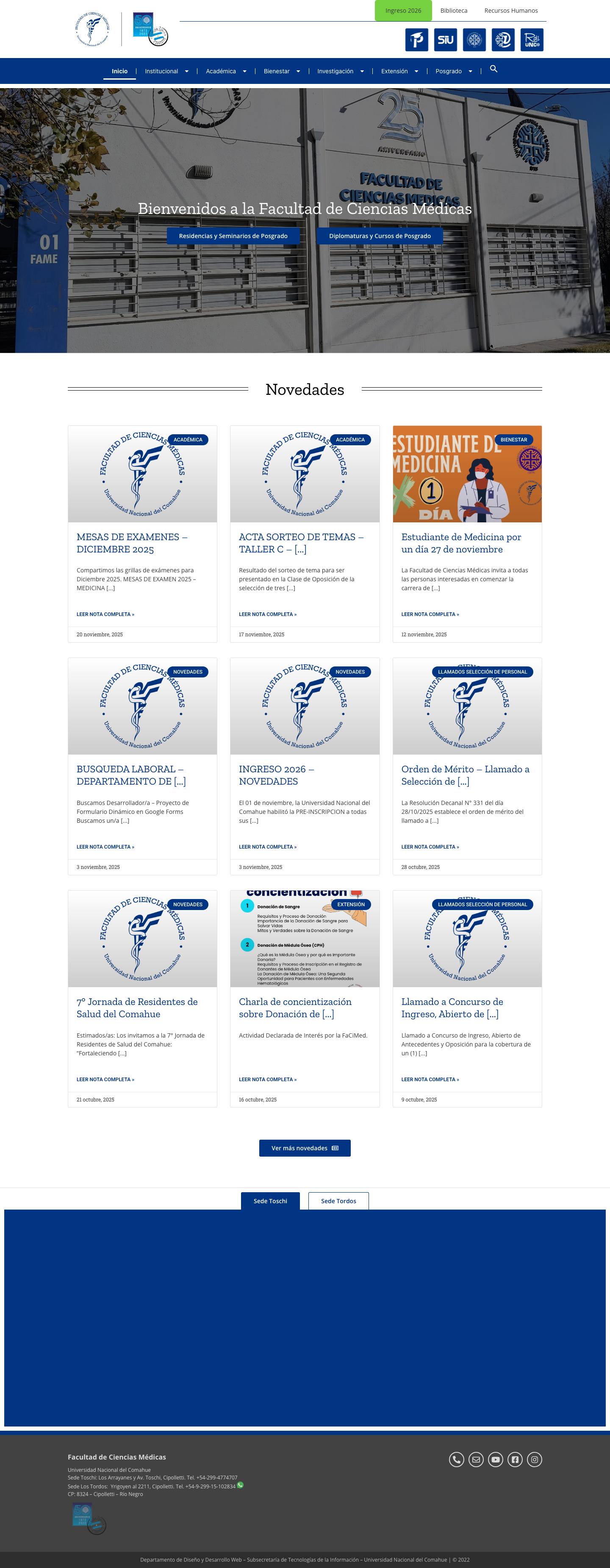 Facultad de Ciencias Médicas – Universidad Nacional del Comahue - Full Screenshot
