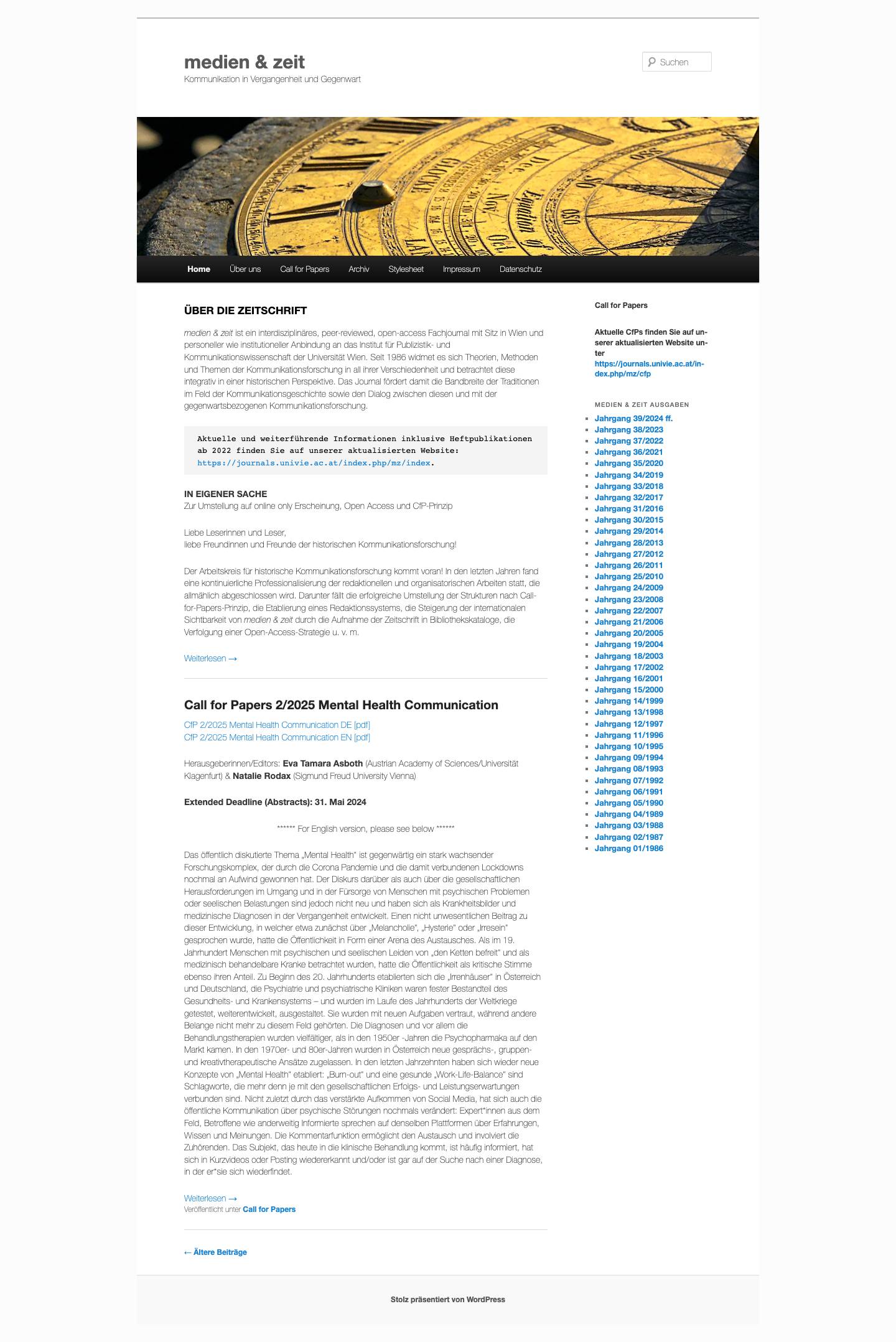 medien & zeit | Kommunikation in Vergangenheit und Gegenwart - Full Screenshot