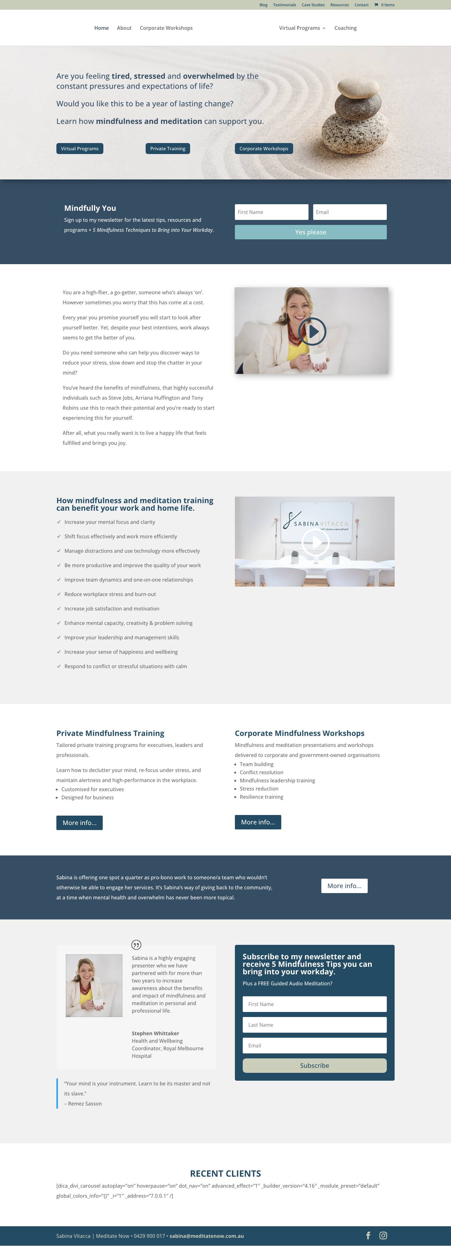 Meditation & Mindfulness Training in Melbourne - Meditate Now - Full Screenshot