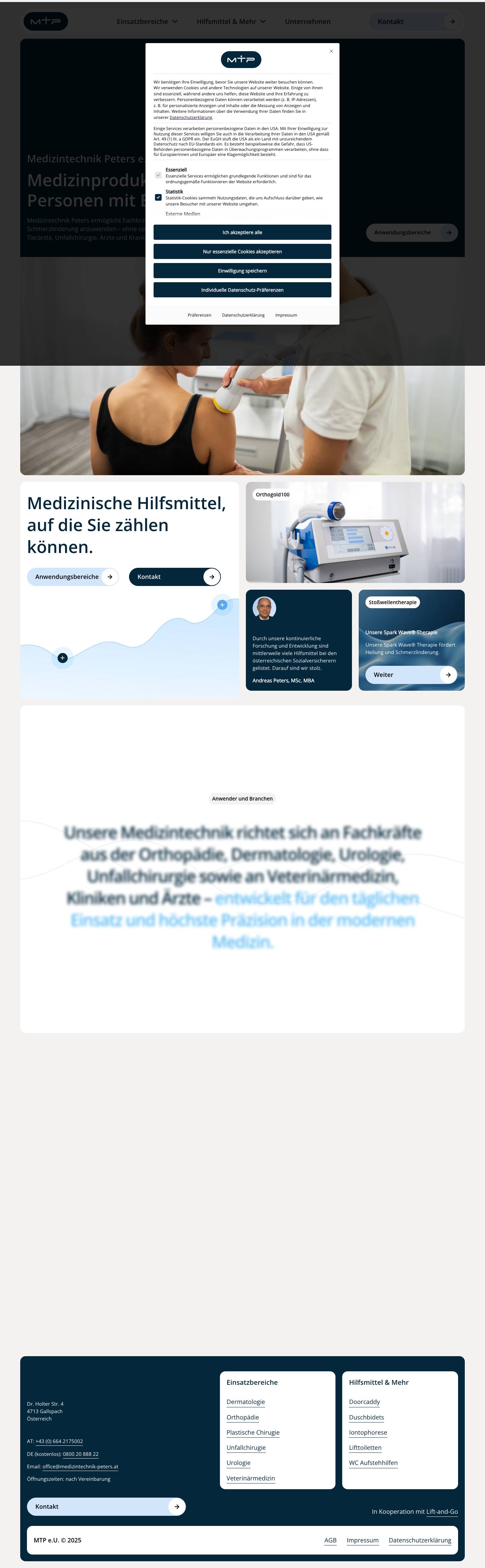 Medizinprodukte & Hilfsmittel | Medizintechnik Peters – Medizinprodukte und Hilfsmittel für Personen mit Beeinträchtigungen - Full Screenshot