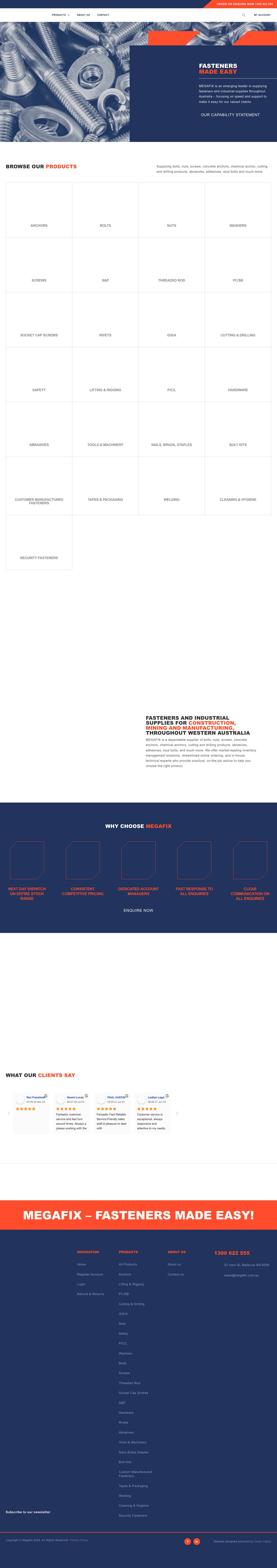 Fasteners Supplier Australia | Manufacturer Supplier Australia | MegaFix - Full Screenshot