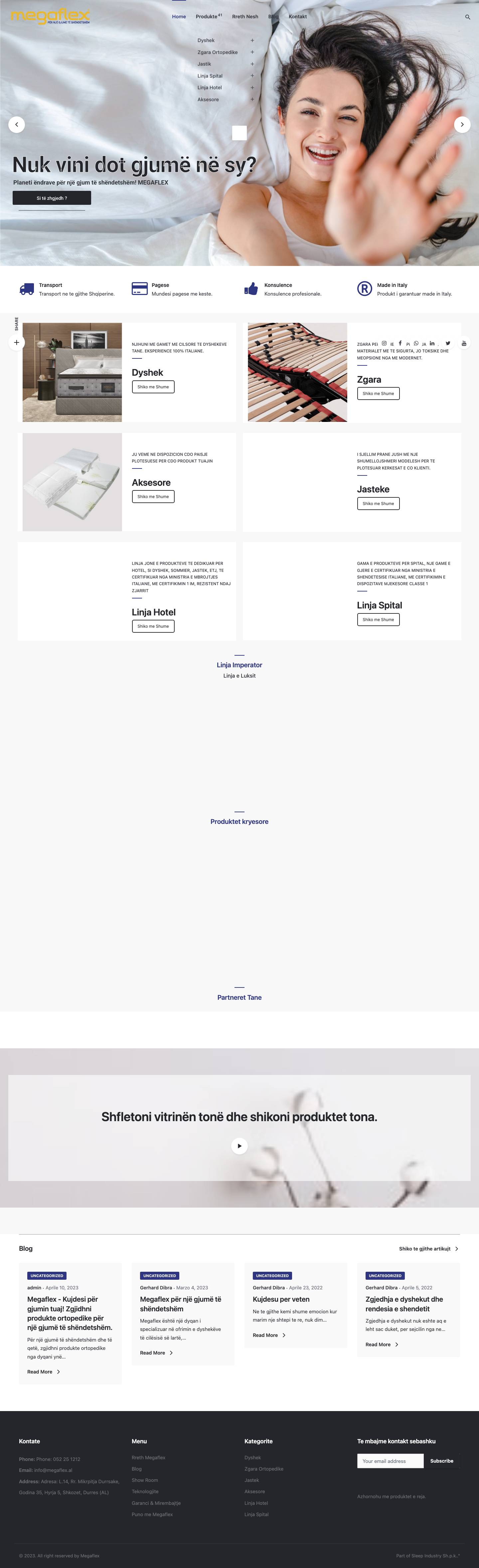 Megaflex – Dyshek, Zgara Ortopedike, Jastik, Hotel, Spital - Full Screenshot