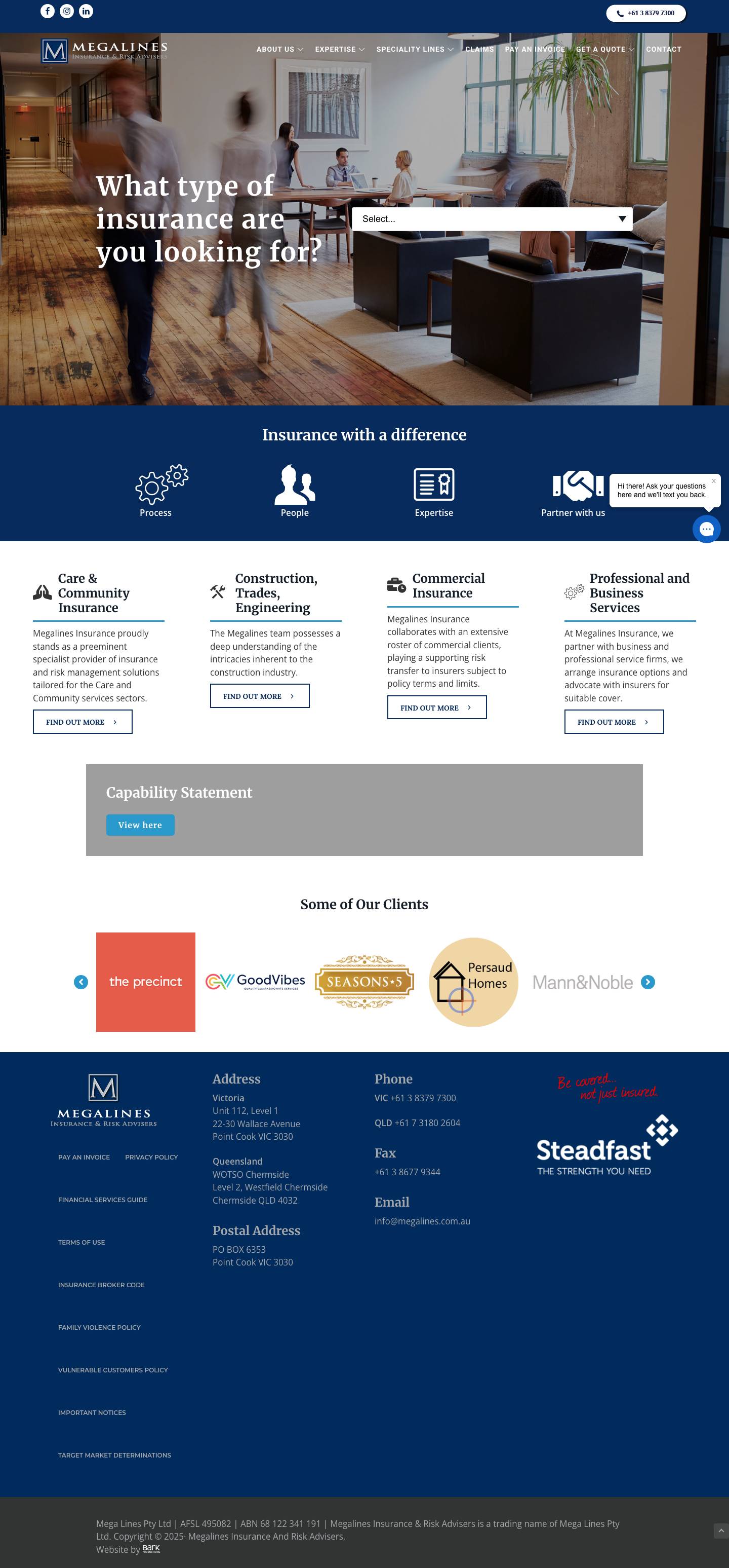 Megalines Insurance & Risk Advisers - Business, Personal & Specialised InsurerFacebookInstagramLinkedIn - Full Screenshot