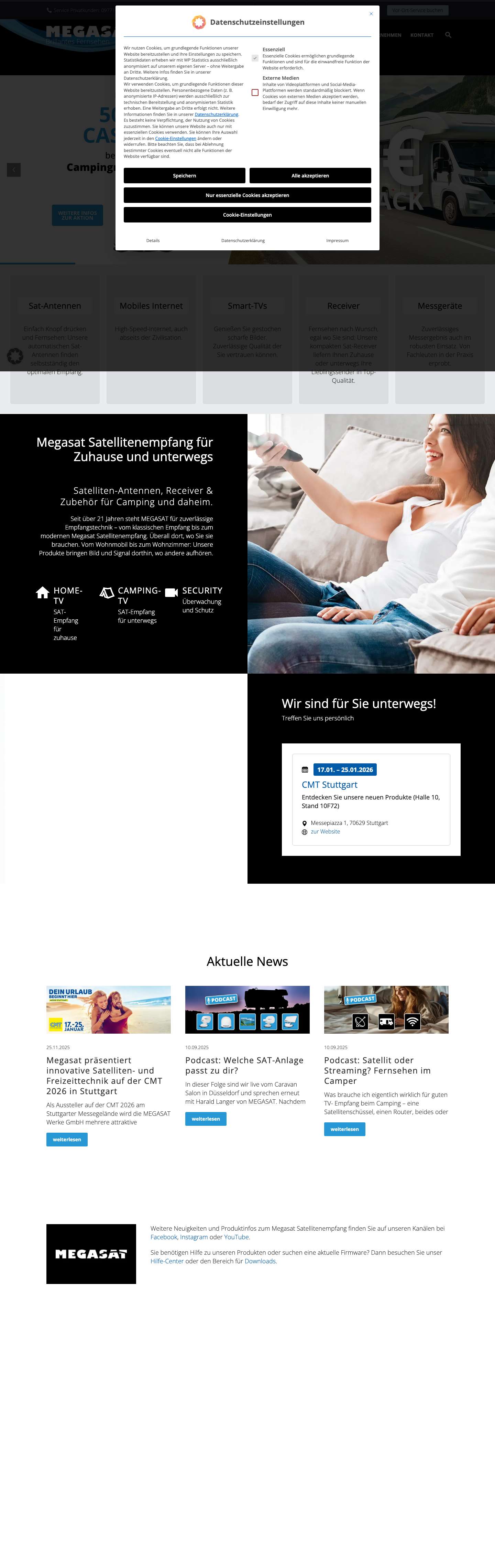 Megasat Satellitenempfang für Zuhause und Camping - Full Screenshot