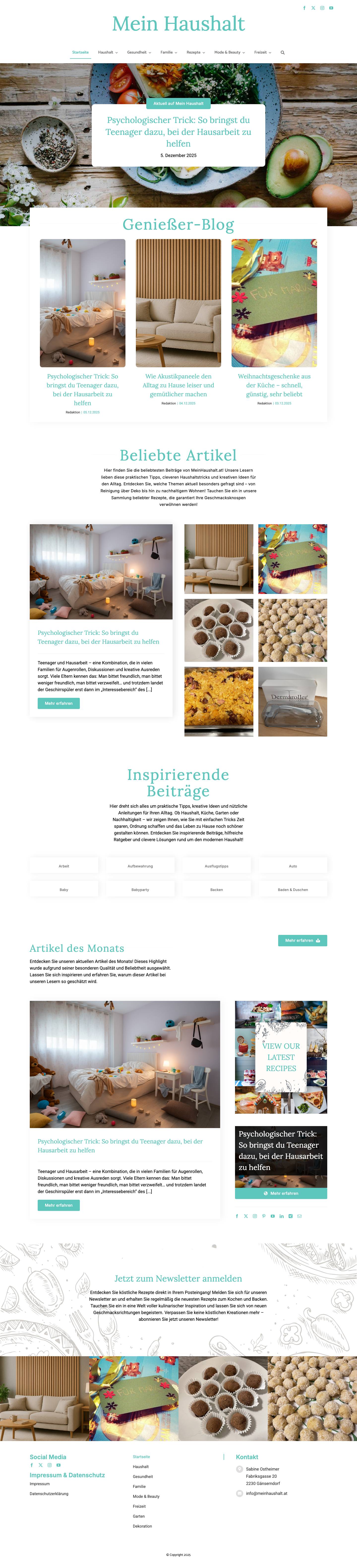MeinHaushalt.at ? Haushaltstipps und Rezepte für jeden Tag - Full Screenshot