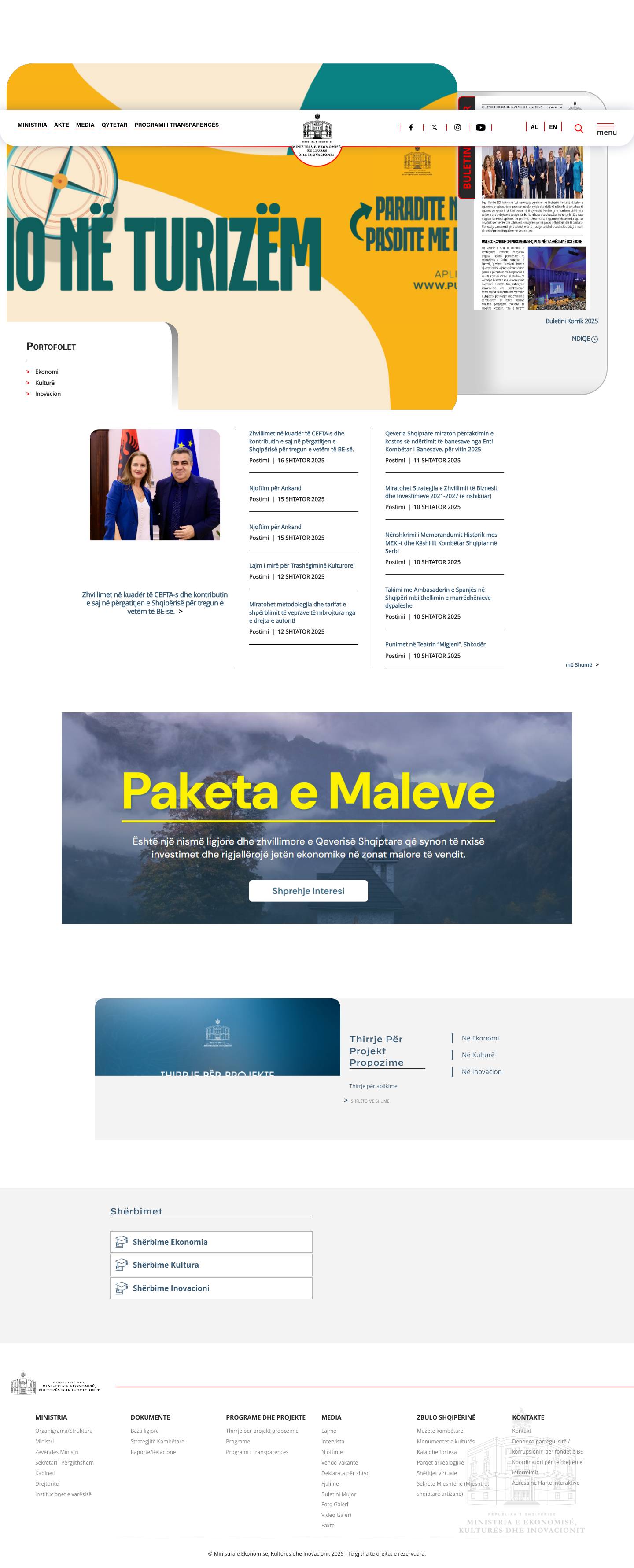 Ministria e Ekonomisë, Kulturës dhe Inovacionit - Full Screenshot