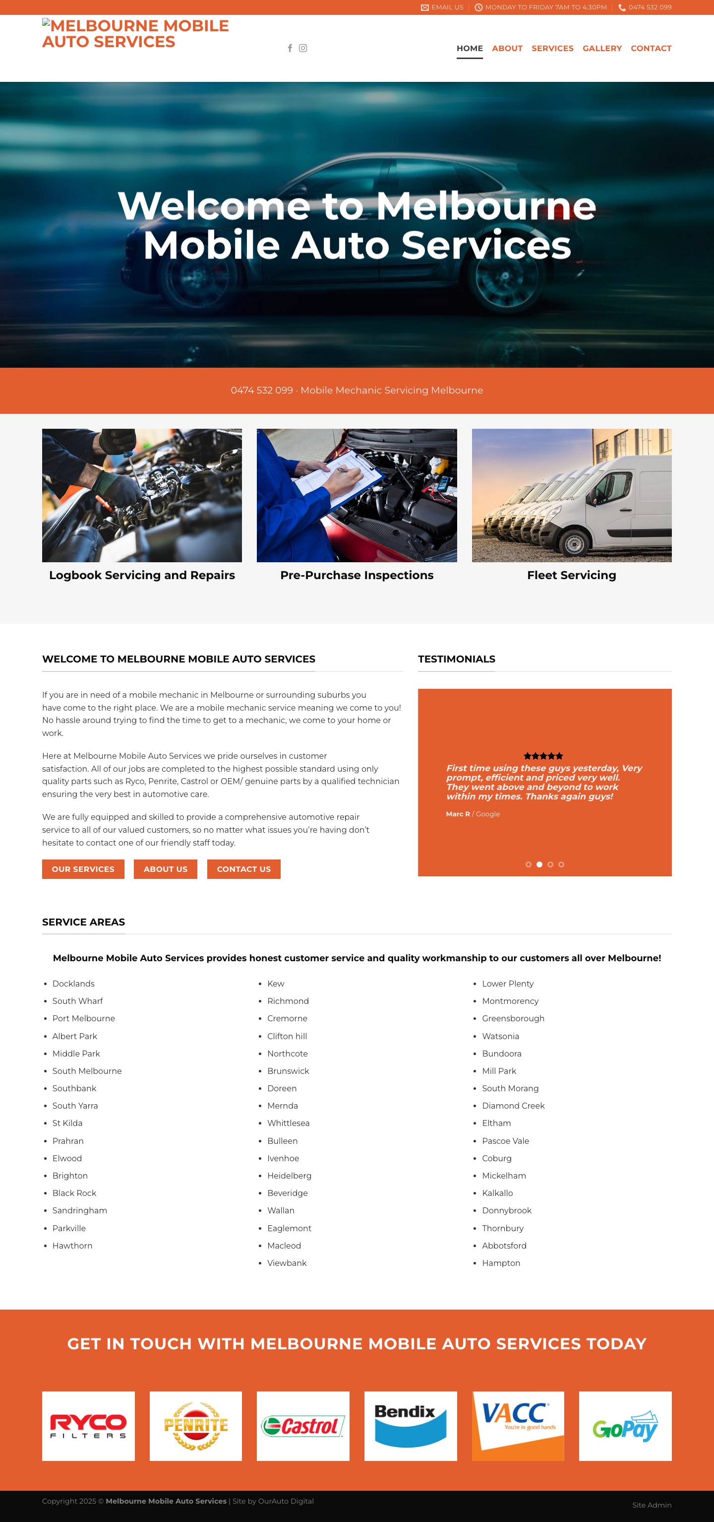 Home | Melbourne Mobile Auto Services - Full Screenshot