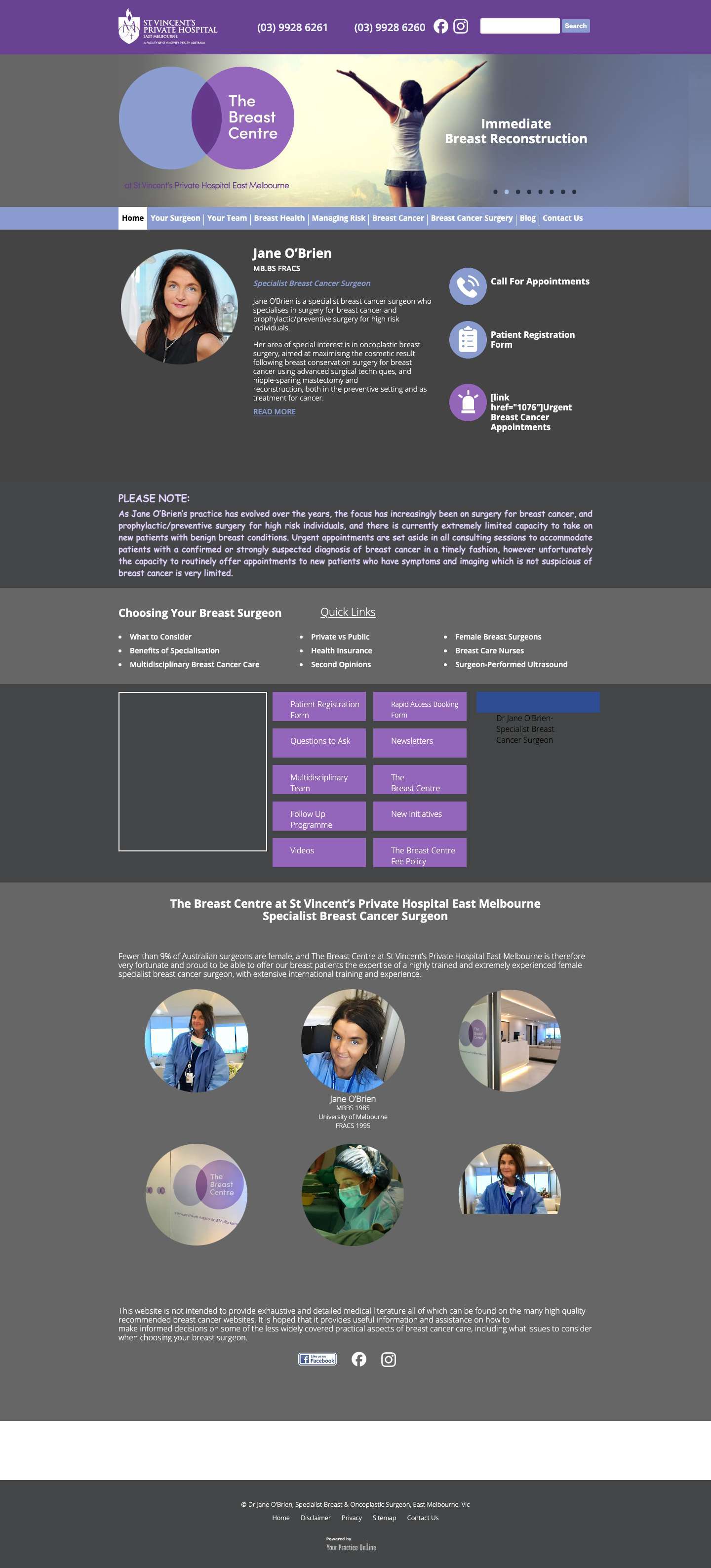 Breast Cancer Surgery Melbourne, VIC | Breast Surgery East Melbourne, VIC - Full Screenshot