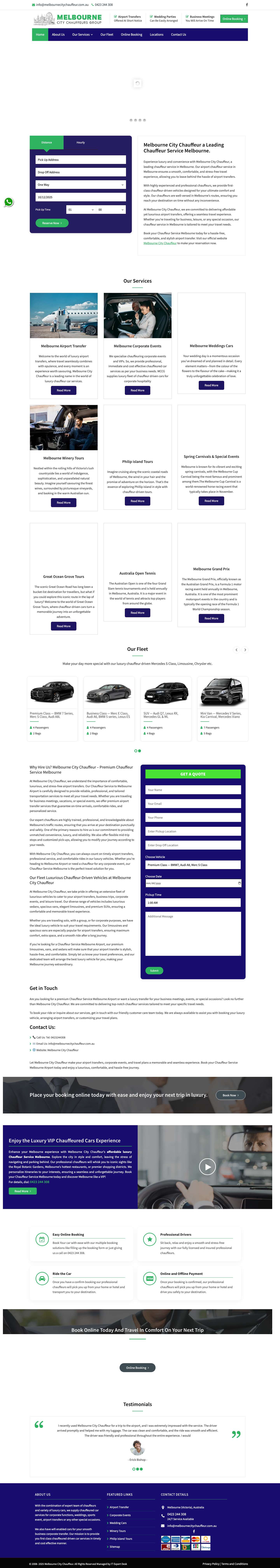 Melbourne City Chauffeur a Leading Chauffeur Service Melbourne. - Full Screenshot