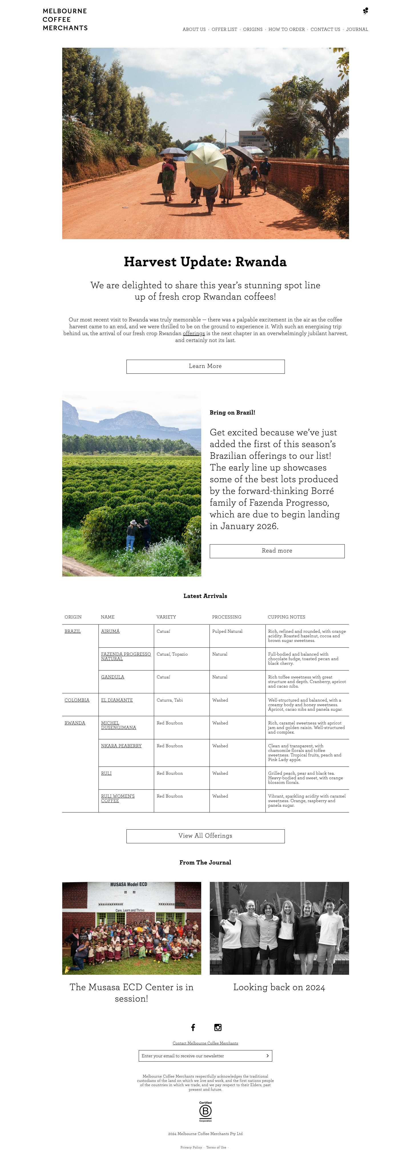 Melbourne Coffee Merchants – Importers of Fine Specialty Green Coffee – Australia - Full Screenshot