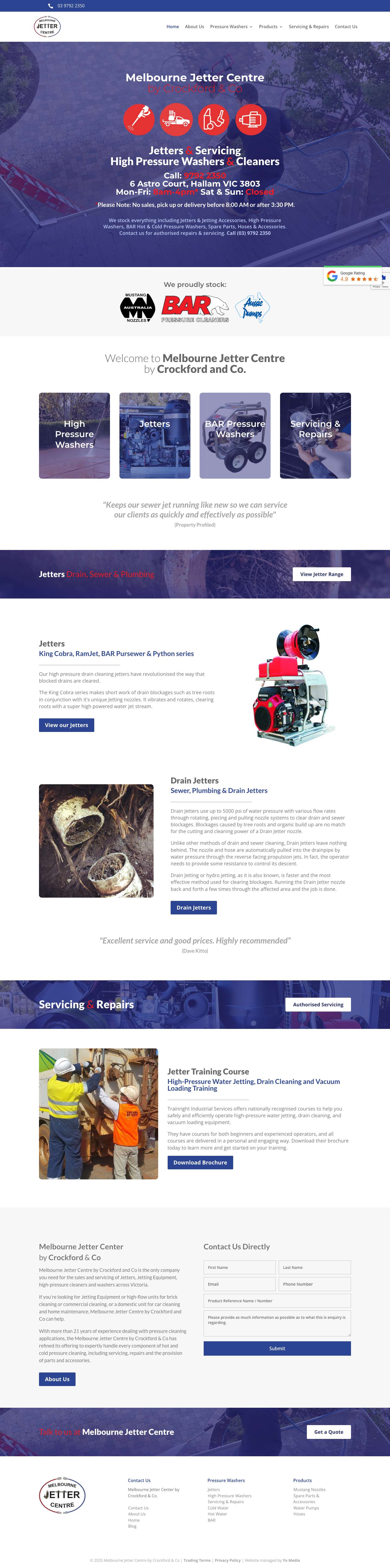 Melbourne Jetter Centre - High Pressure Water Jet Cleaner - Full Screenshot