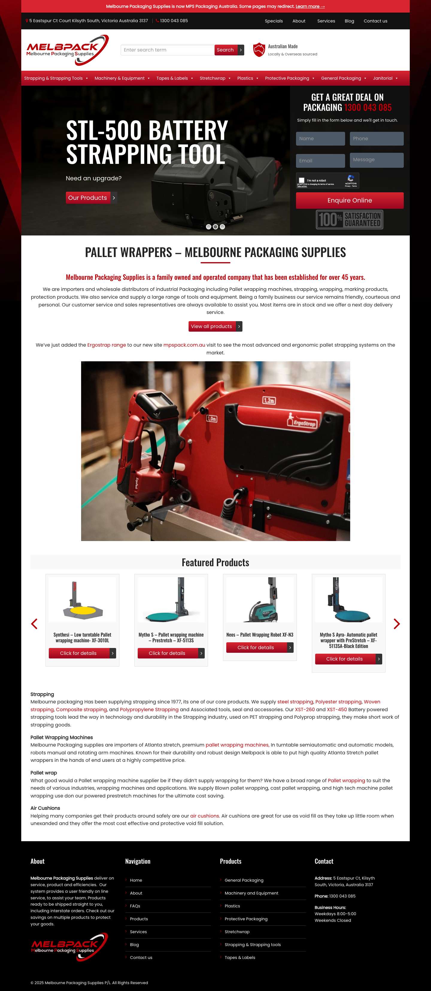 Industrial Packaging Importers & Distributors - Melbourne Packaging Supplies - Full Screenshot