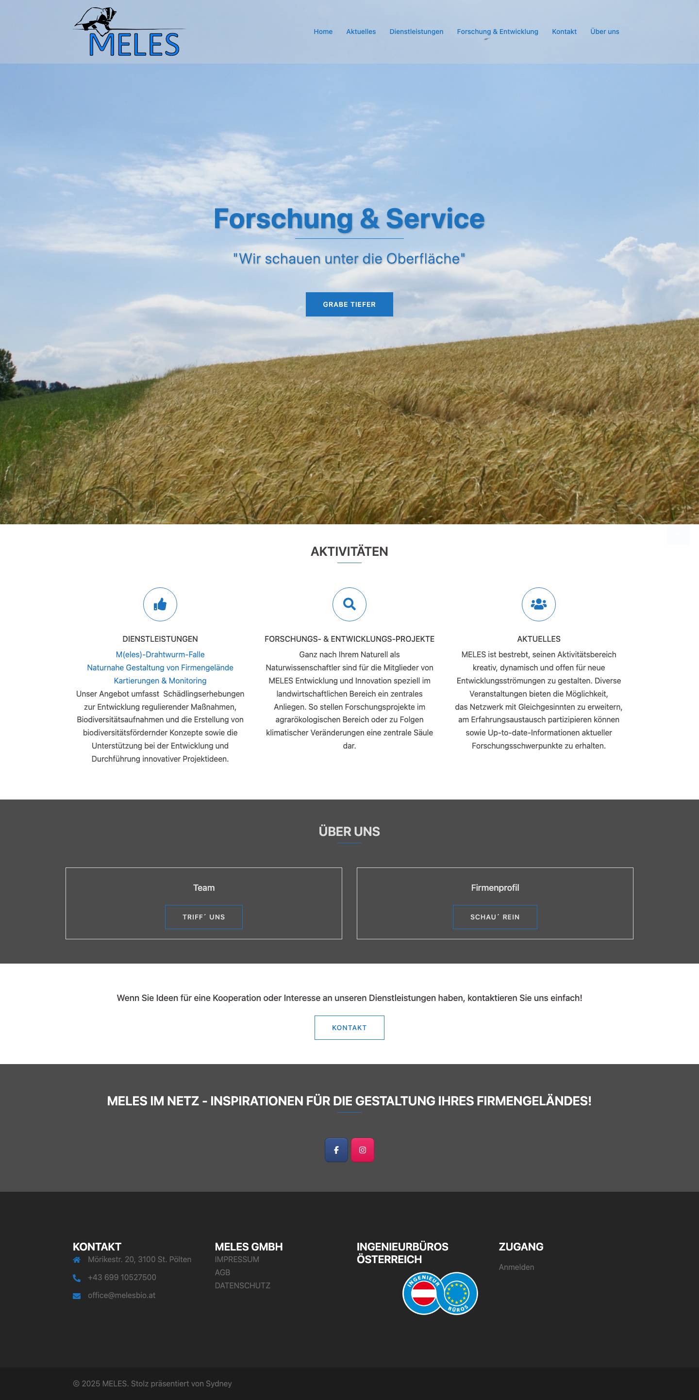 Meles GmbH - Forschung und Dienstleistung in der Agrarökologie - Full Screenshot
