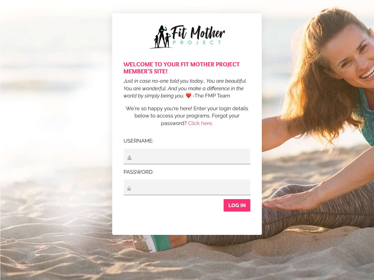 Login – The Fit Mother Project – Private Member Area - Full Screenshot
