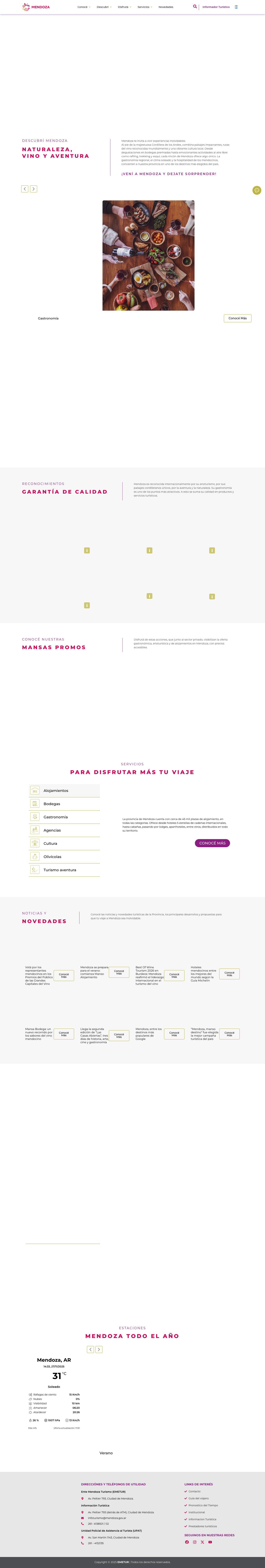 Mendoza Turismo – Capital Mundial del Vino - Full Screenshot