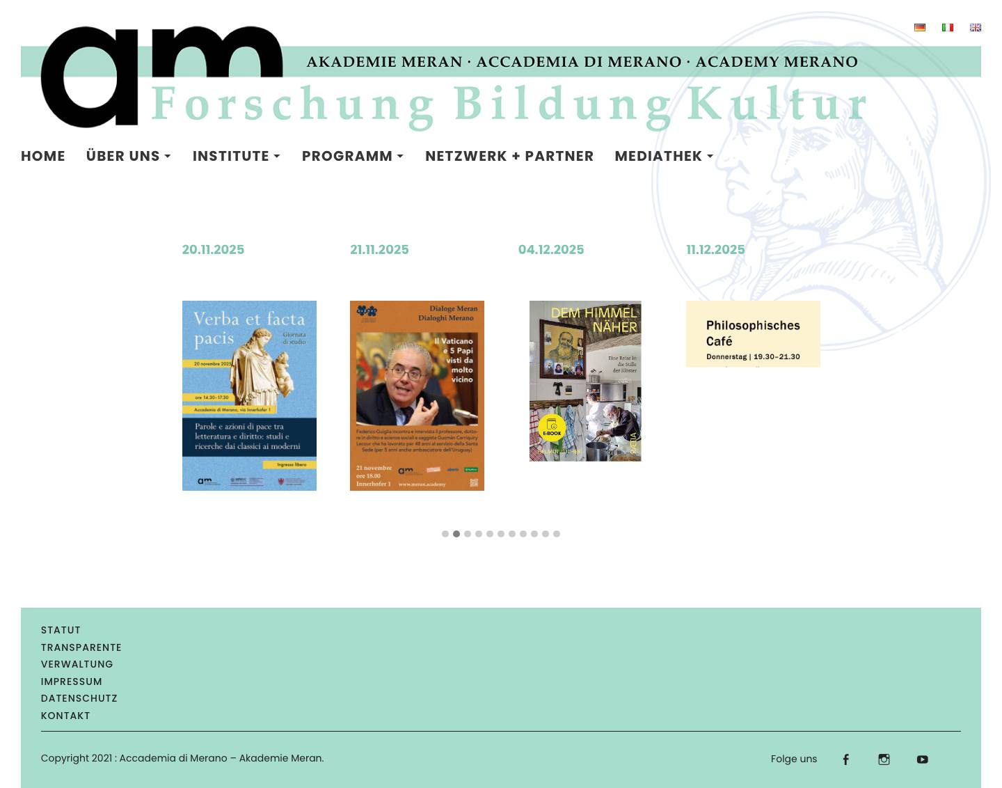 Aktuelle Veranstaltungen • Akademie Meran - Full Screenshot