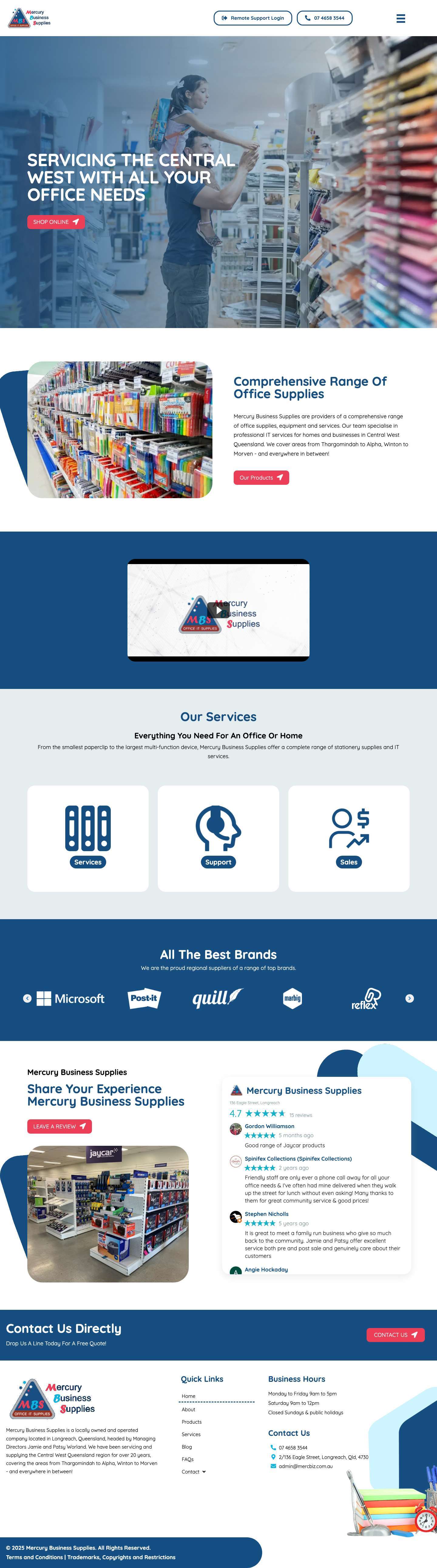 Business Supplies in Longreach - Mercury Business - Full Screenshot