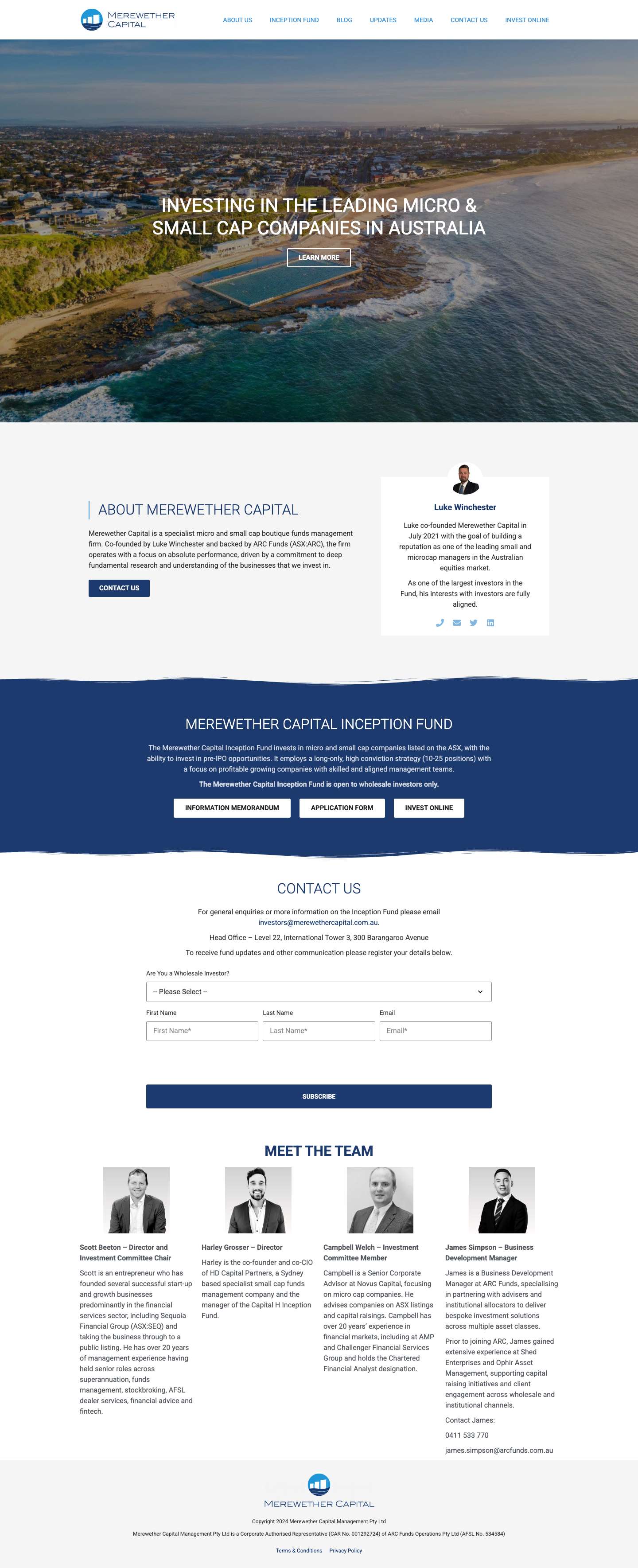 Home - Merewether Capital - Full Screenshot