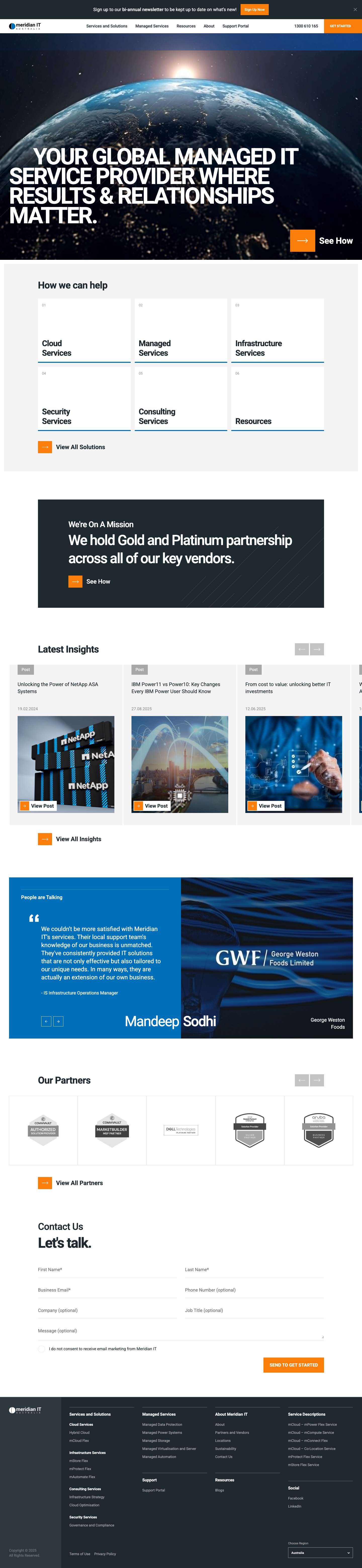 Meridian IT Australia | Your Global Managed IT Service Provider - Full Screenshot