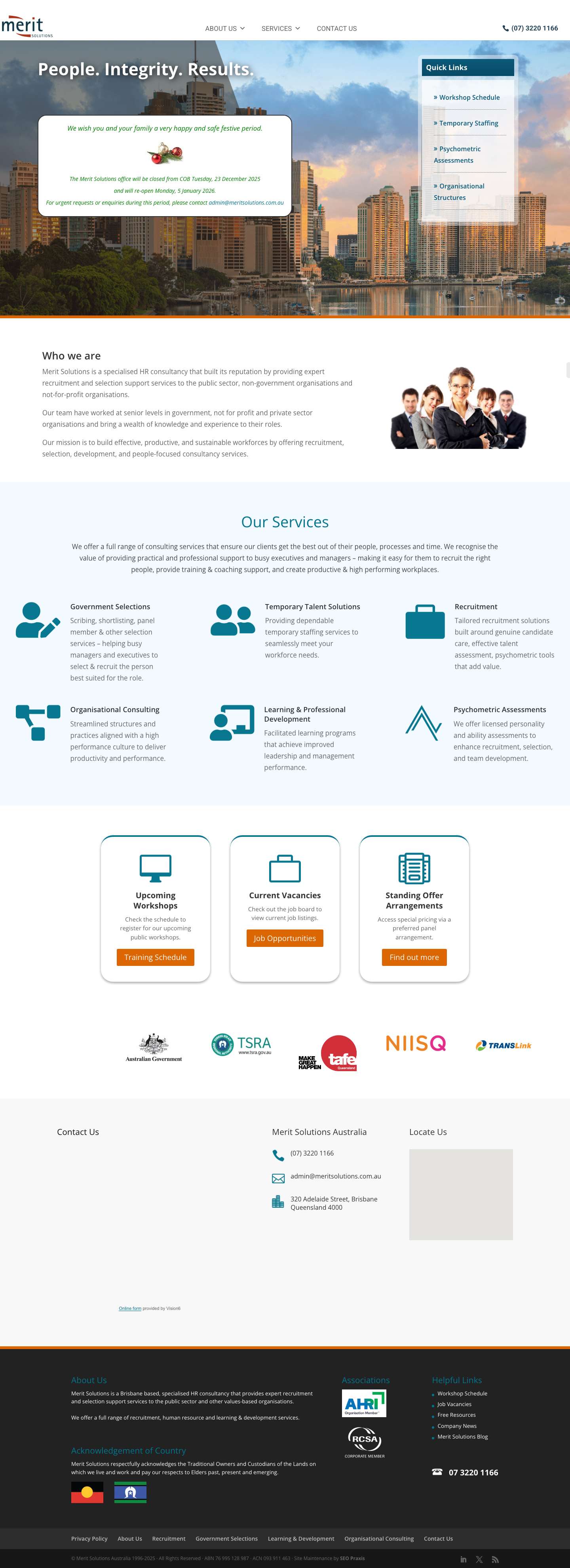 Merit Solutions Australia | People. Integrity. Results. - Full Screenshot