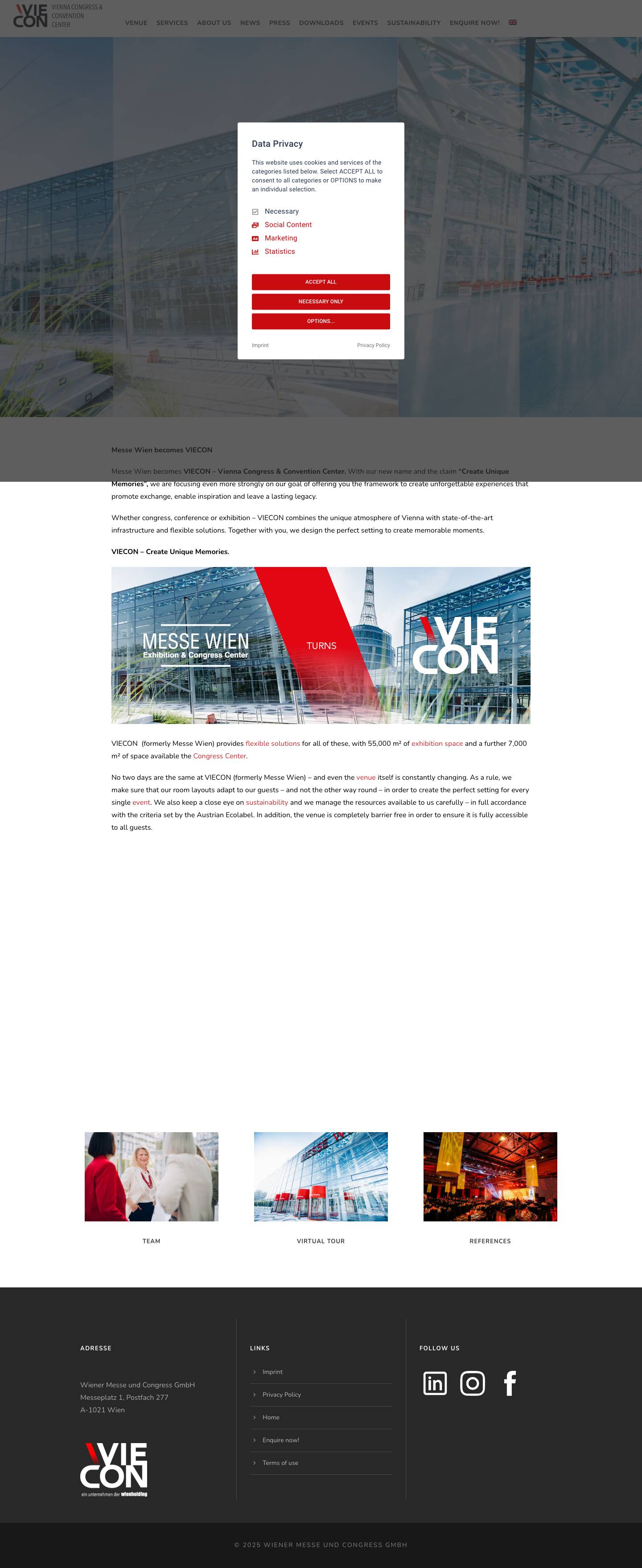 VIECON – Vienna Congress & Convention Center - Full Screenshot