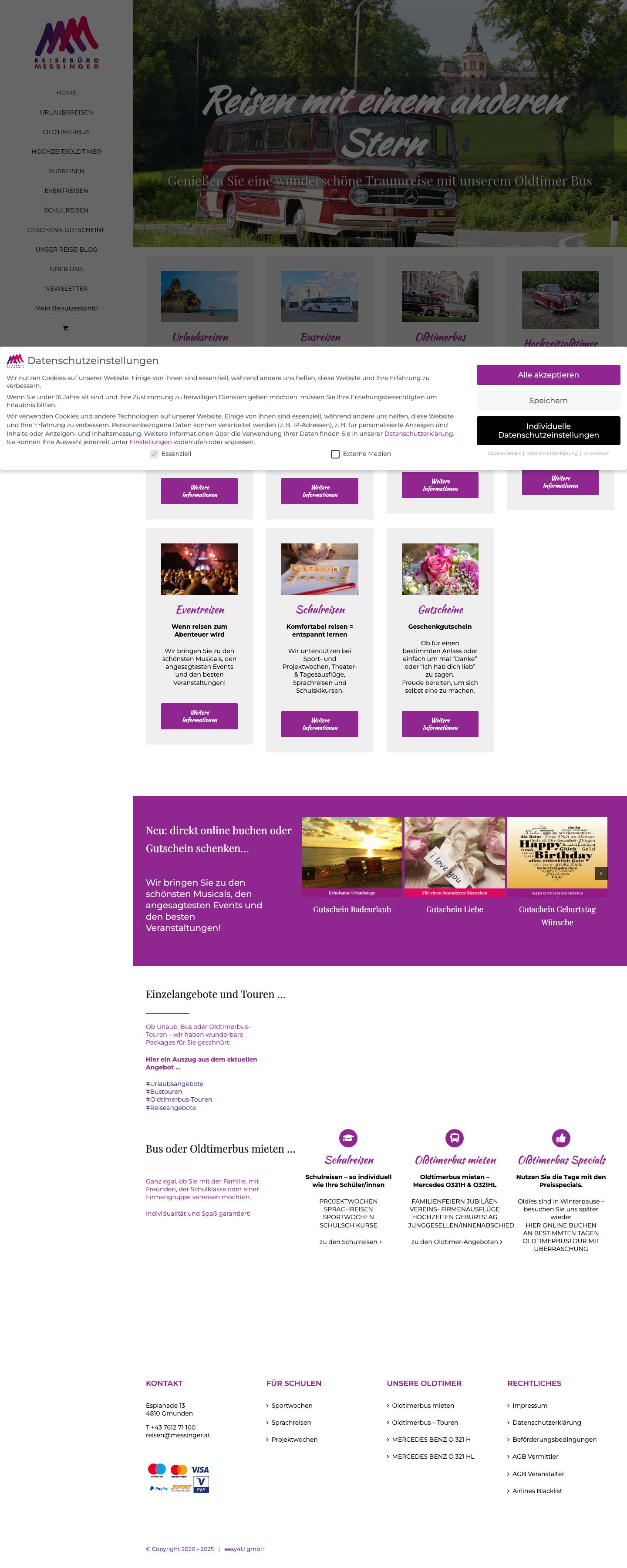 Home - Reisebüro Messinger - Full Screenshot